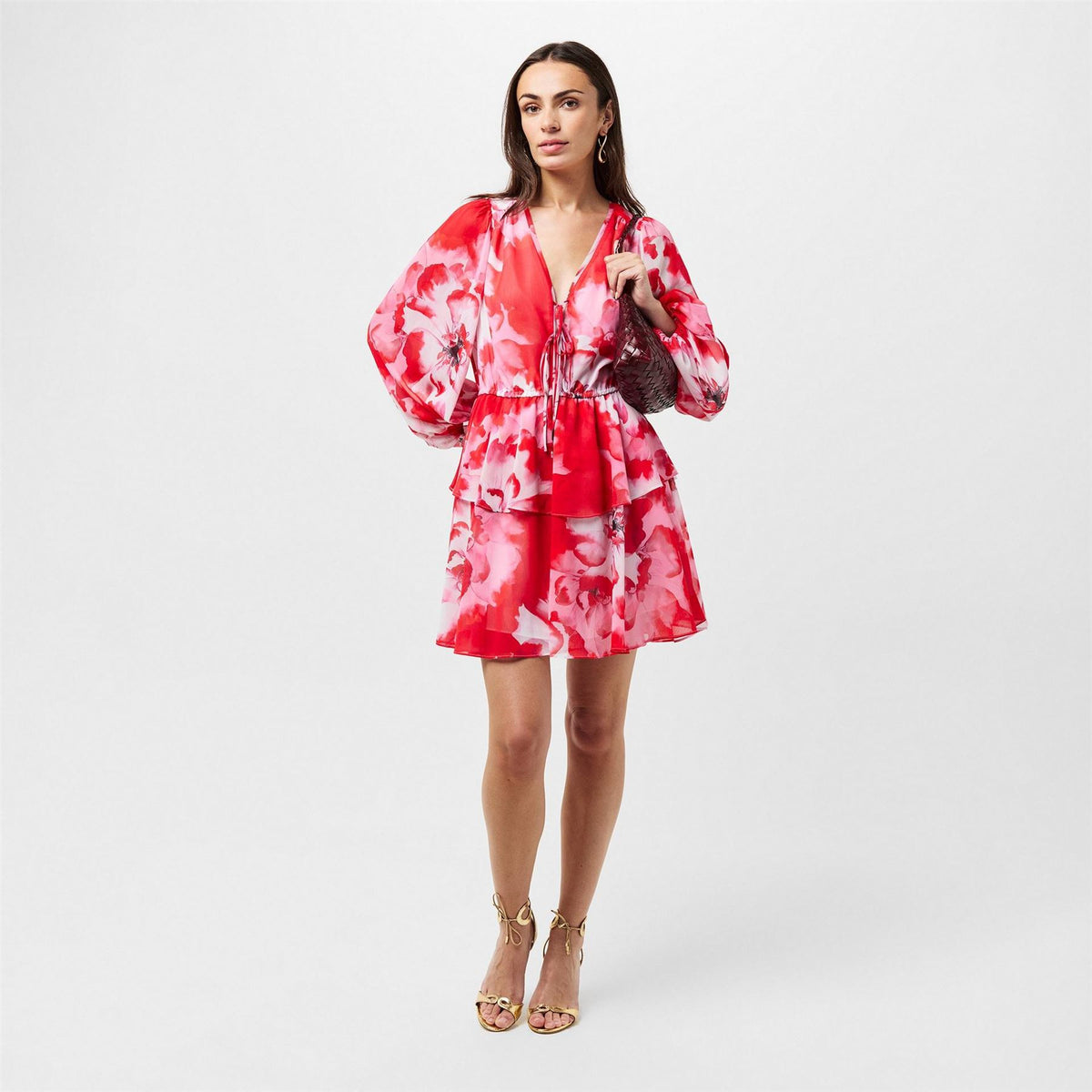 Ted Baker Woven V-Neck Mini A-Line Dress
