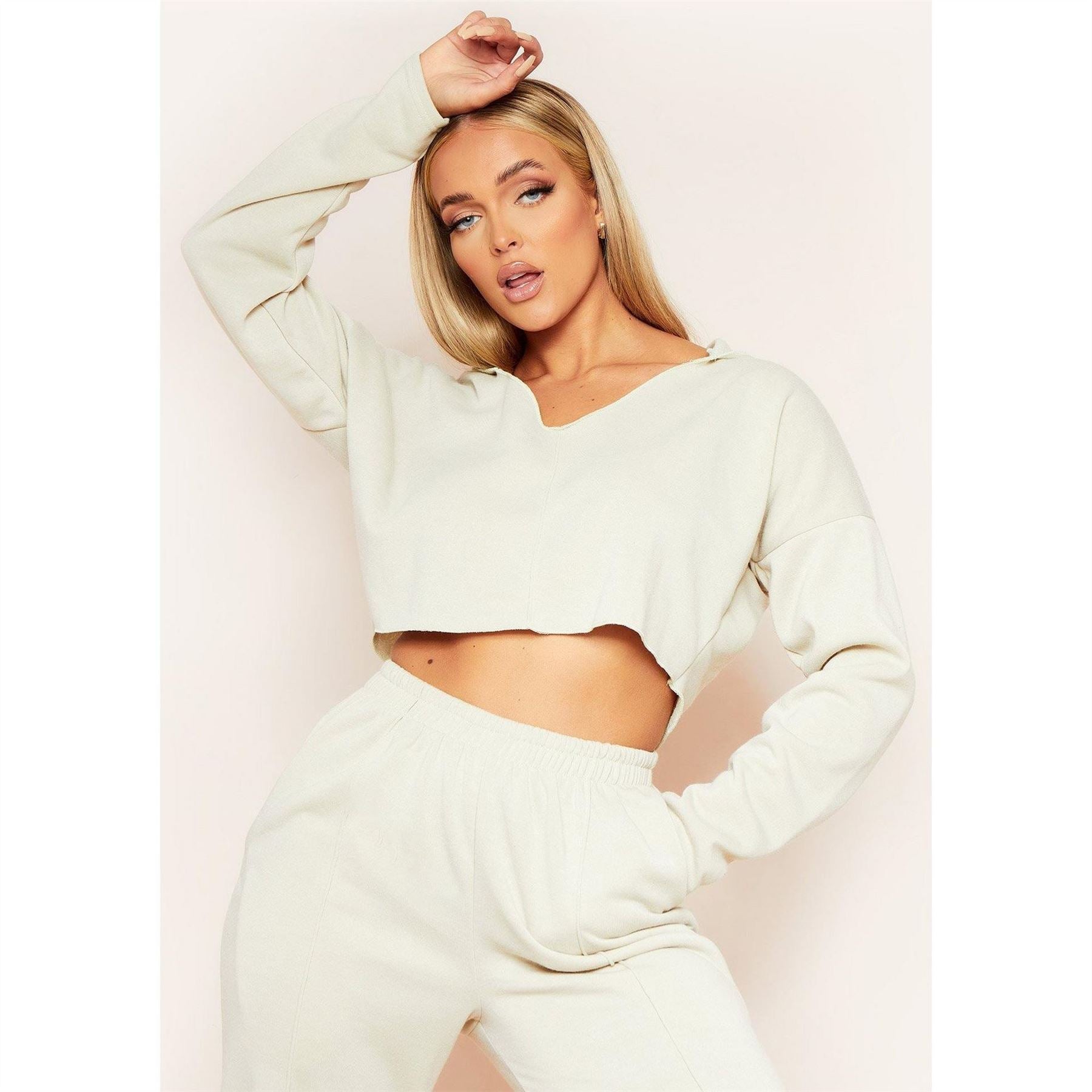 Missy Empire Neck Seam Detail Cropped Hoodie