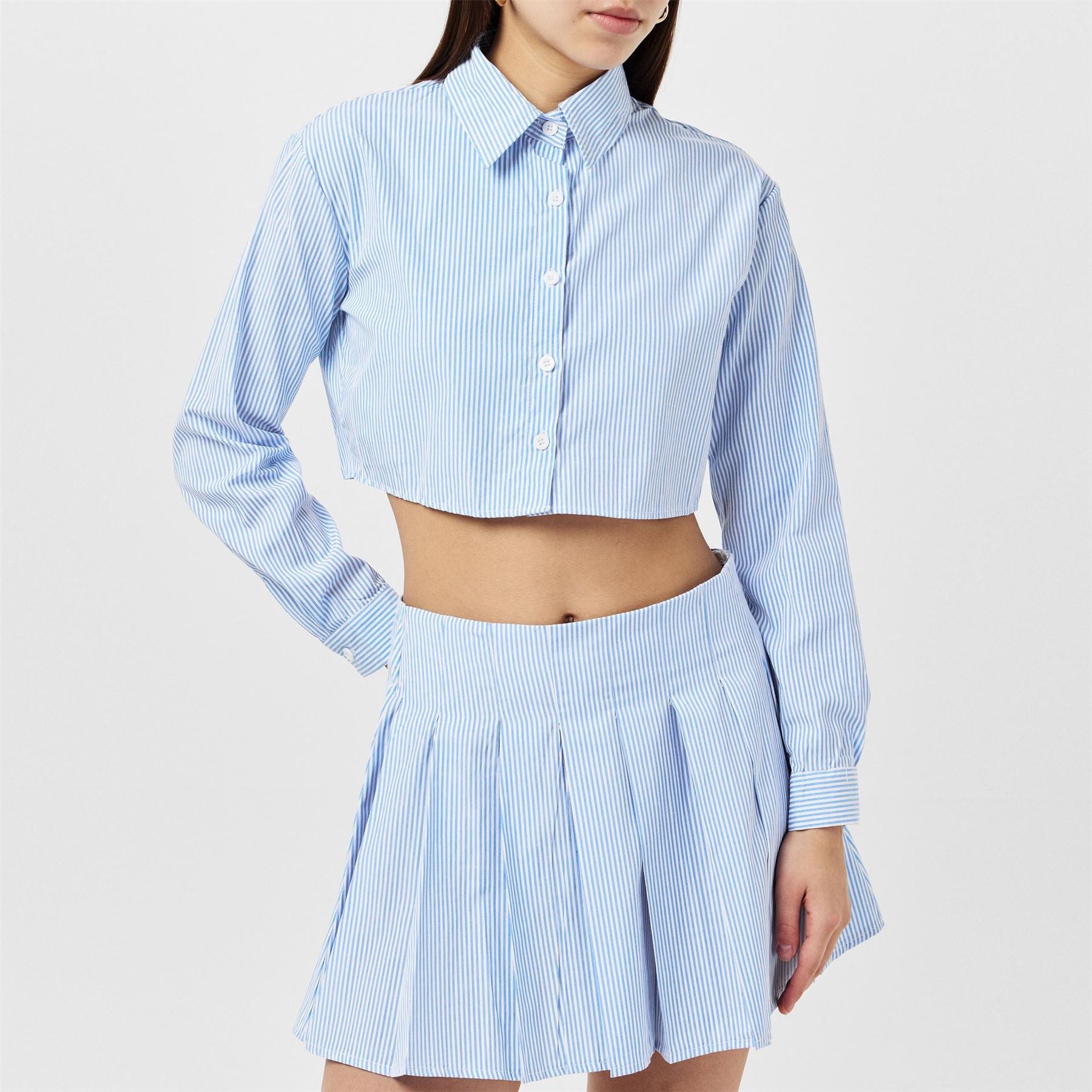 Missy Empire Womens Stripe Cotton Cropped Shirt