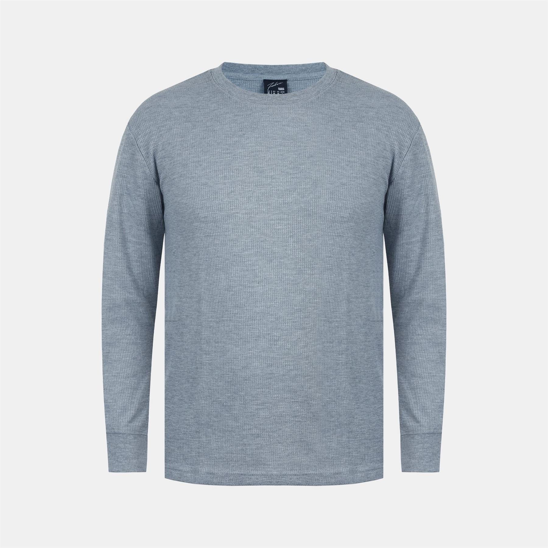 Fabric Crew Neck Long Sleeve Waffle T-Shirt