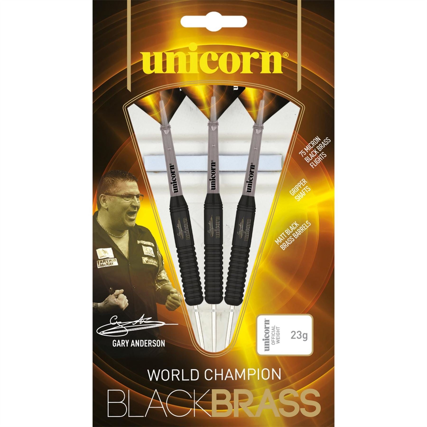 Unicorn Darts Gary Anderson Black Brass Darts