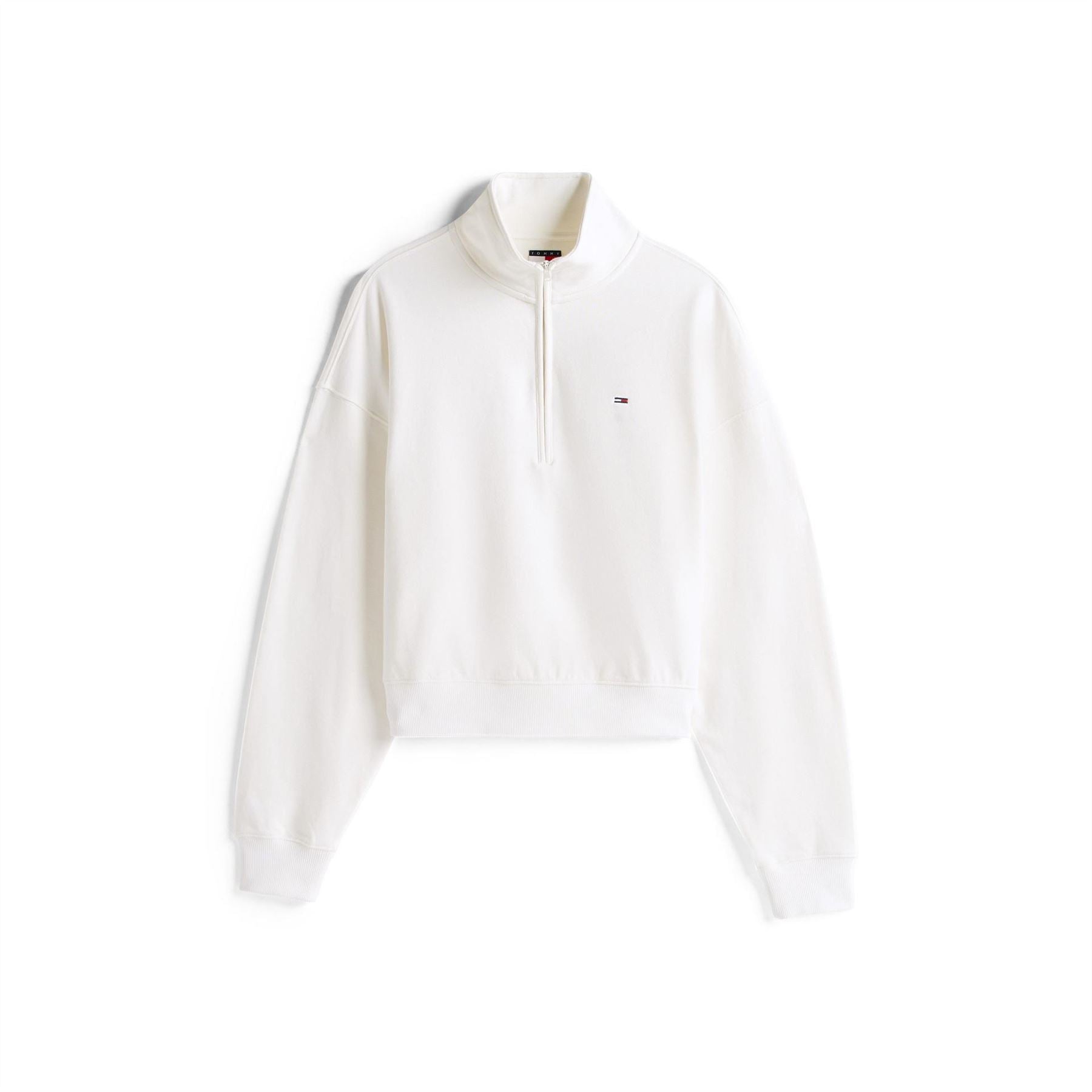 Tommy Jeans Flag Graphic Zip Neck Long Sleeve Sweatshirt