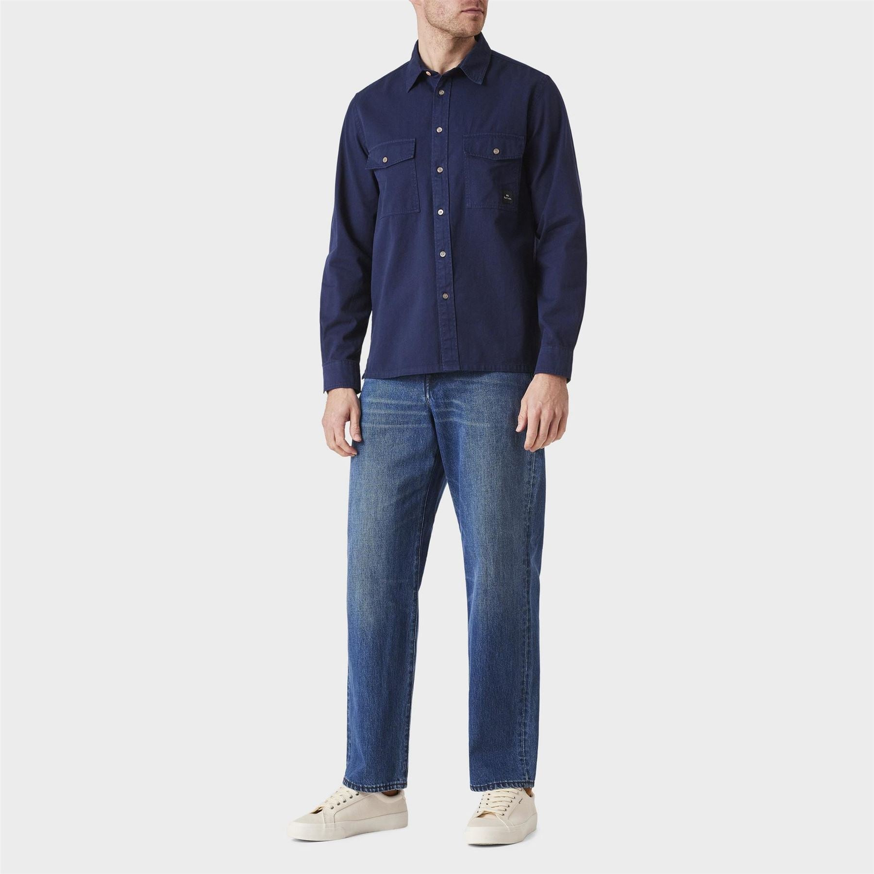 PS Paul Smith Solid Patterned Overshirt with Chest Pocket