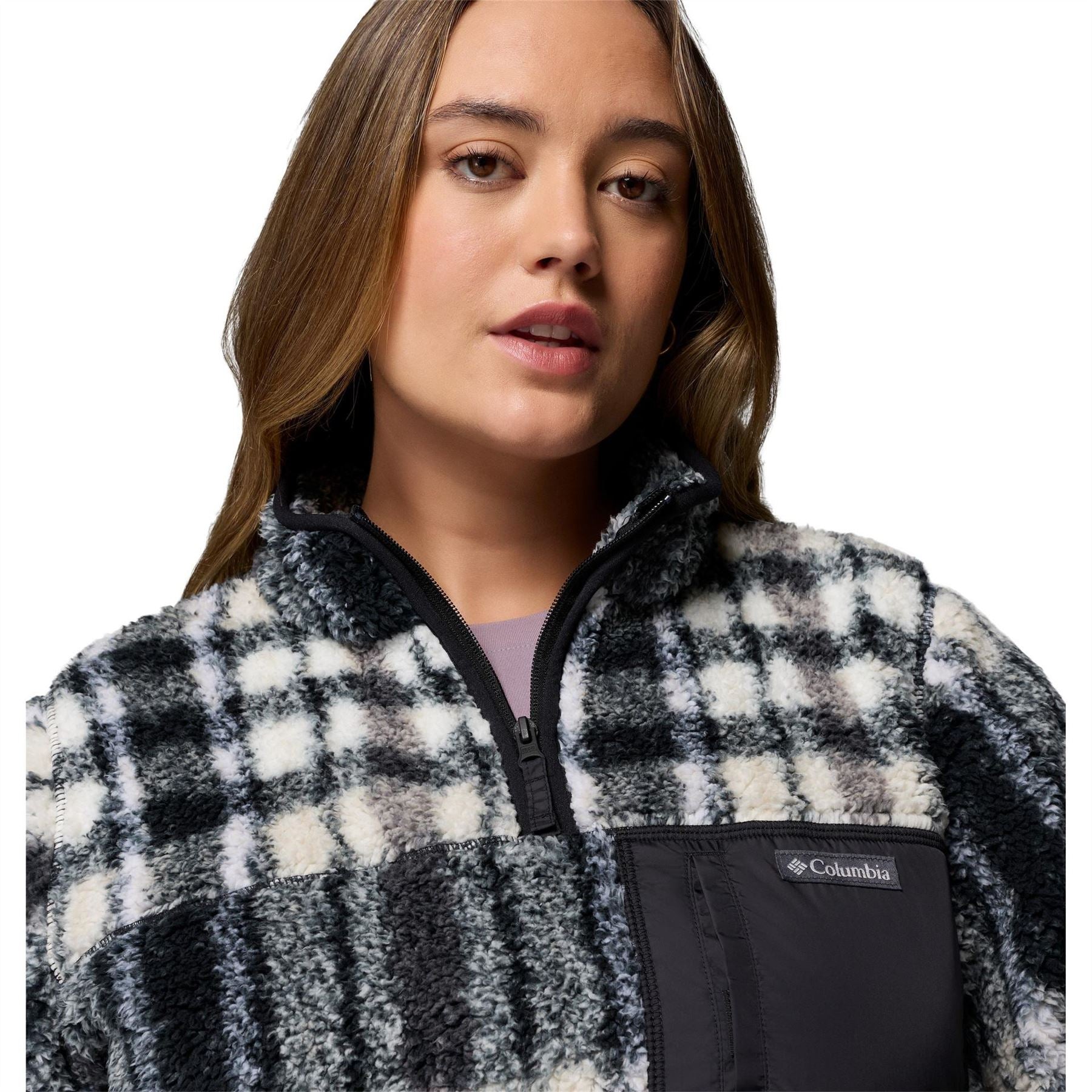 Columbia Funnel Neck High Collar Long Sleeve Sweatshirt
