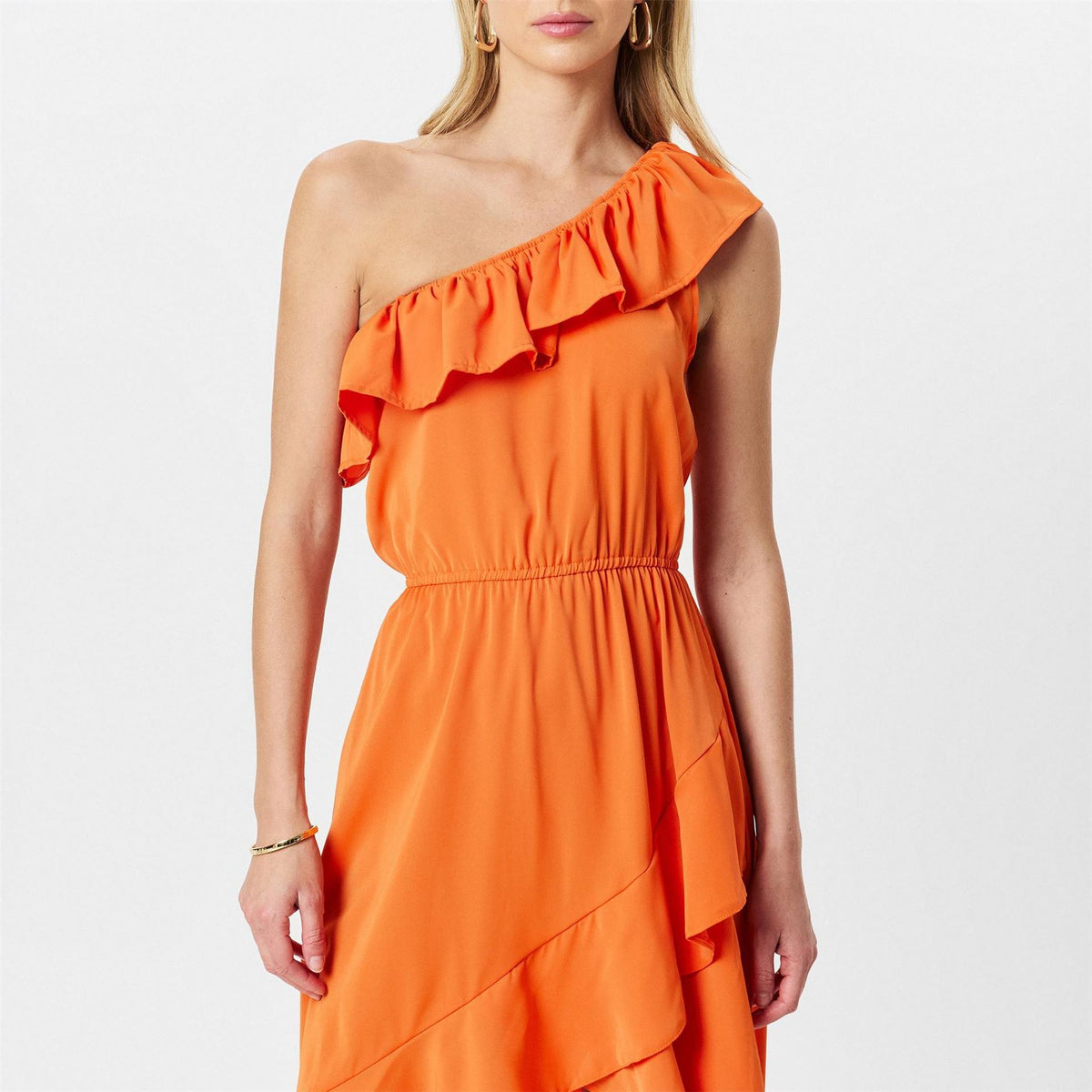AX Paris Shoulder Frill Detail Dipped Hem Dress