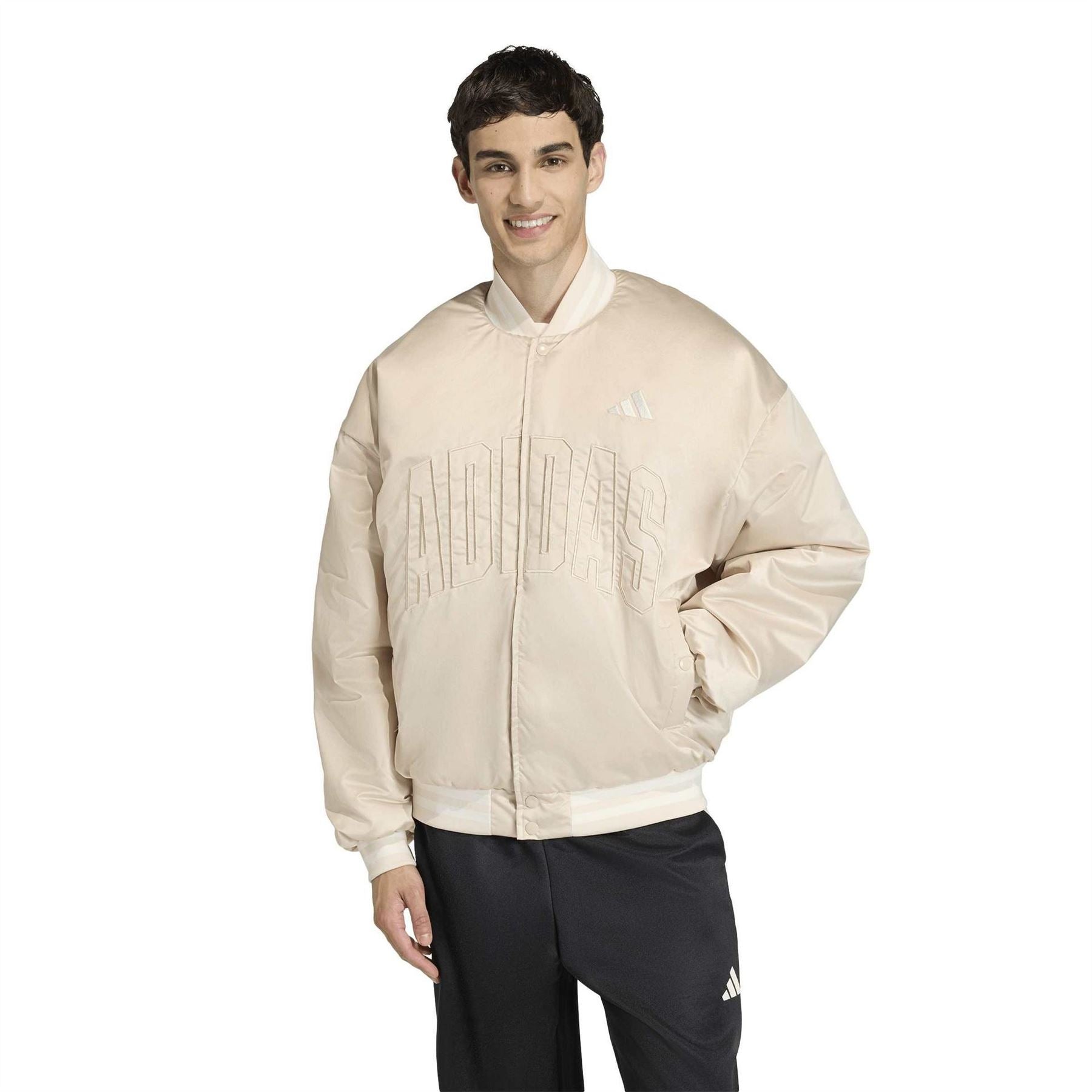 adidas Managers Jacket Snap Button Bold Logo with Lettered Branding