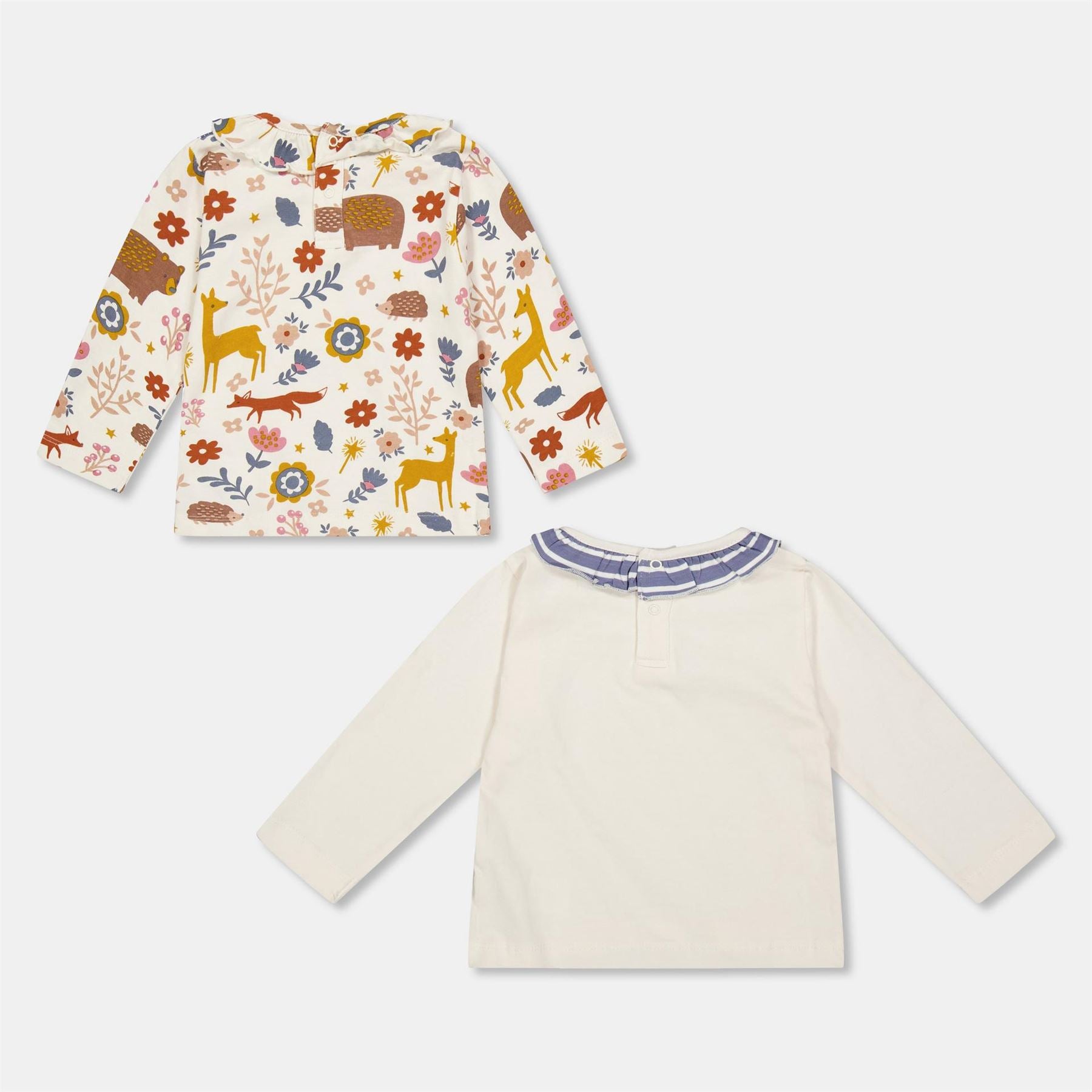 Lilly and Sid  And  Sid Multicoloured Animal Forest Print And Plain Top   2 Pack