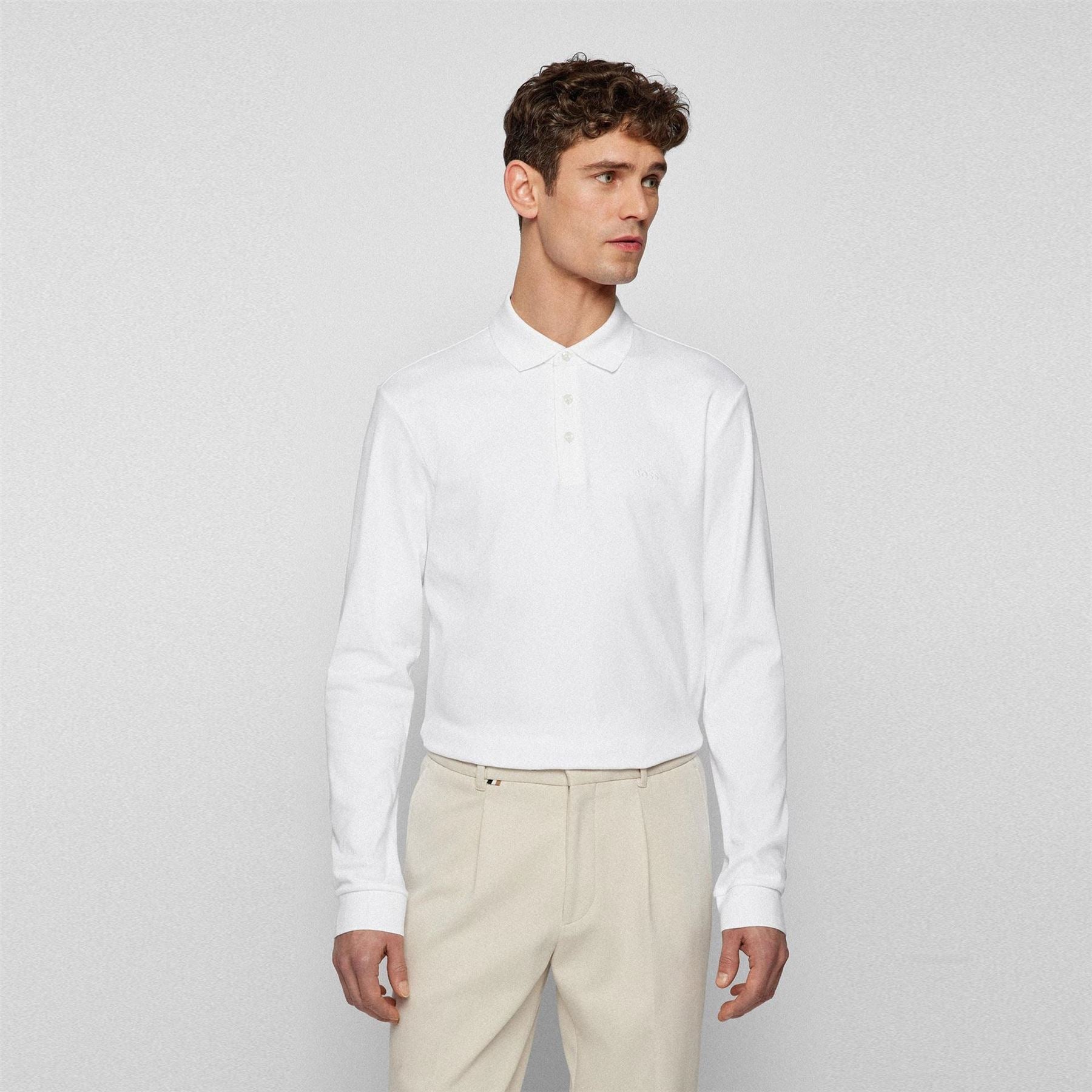 Boss Hbb Pado 30 Long Sleeve Polo Shirt, Iconic Logo Embroidered