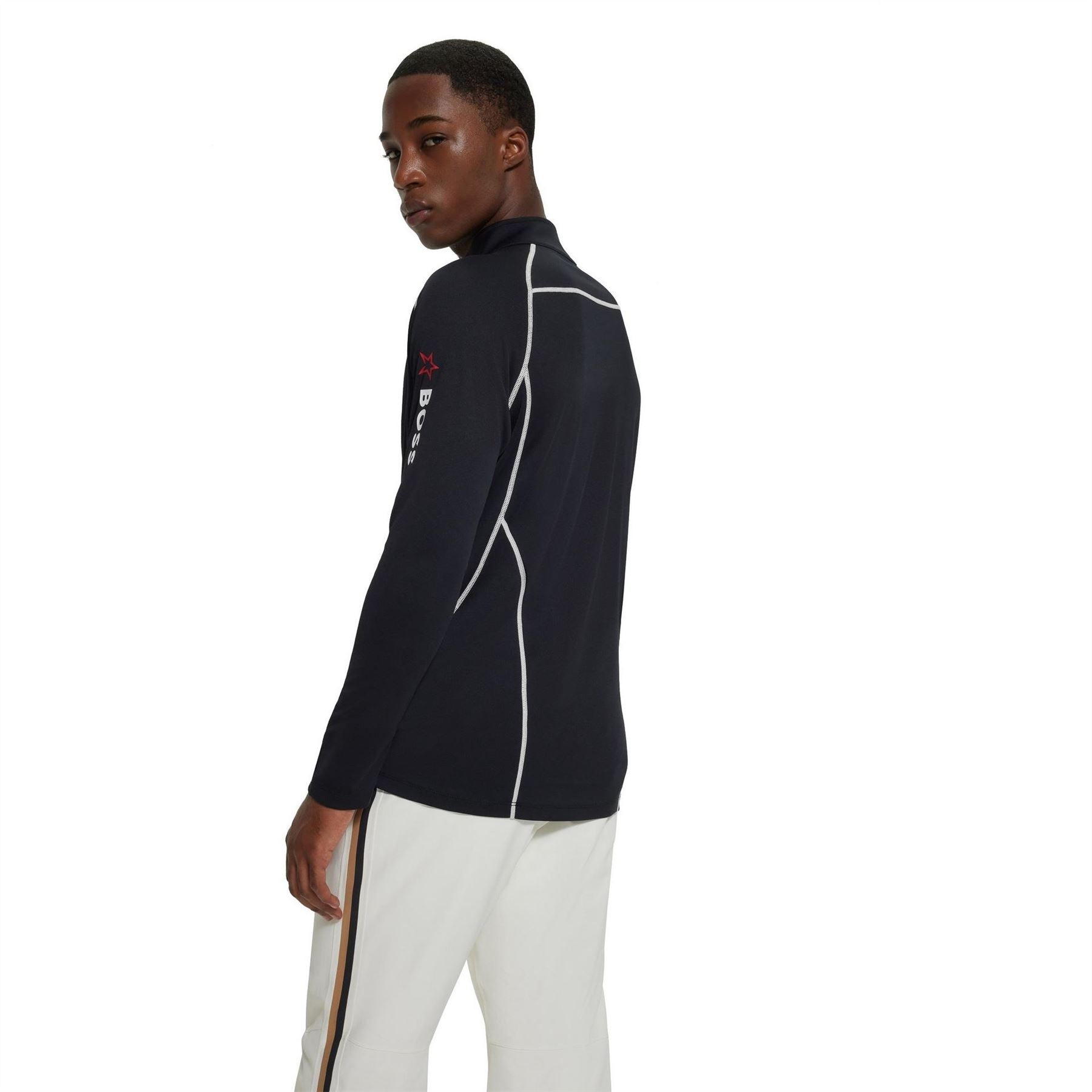 Boss Zip Neck Long Sleeve Sweatshirt