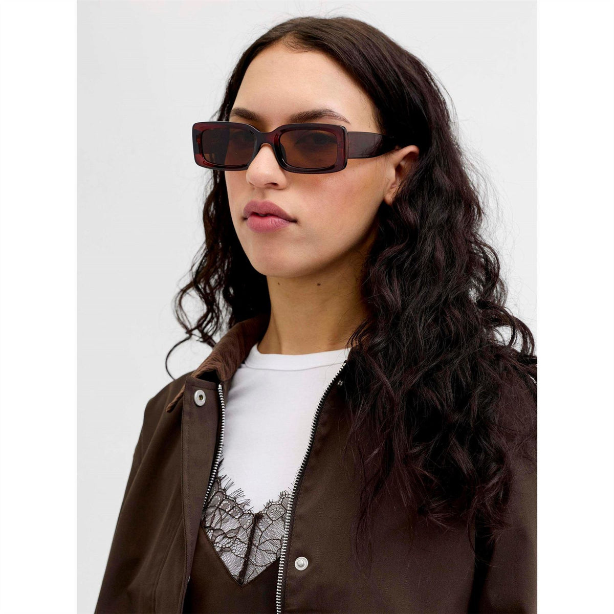 JJXX Ld62 Rosee Rectangle Full Rim Sunglasses