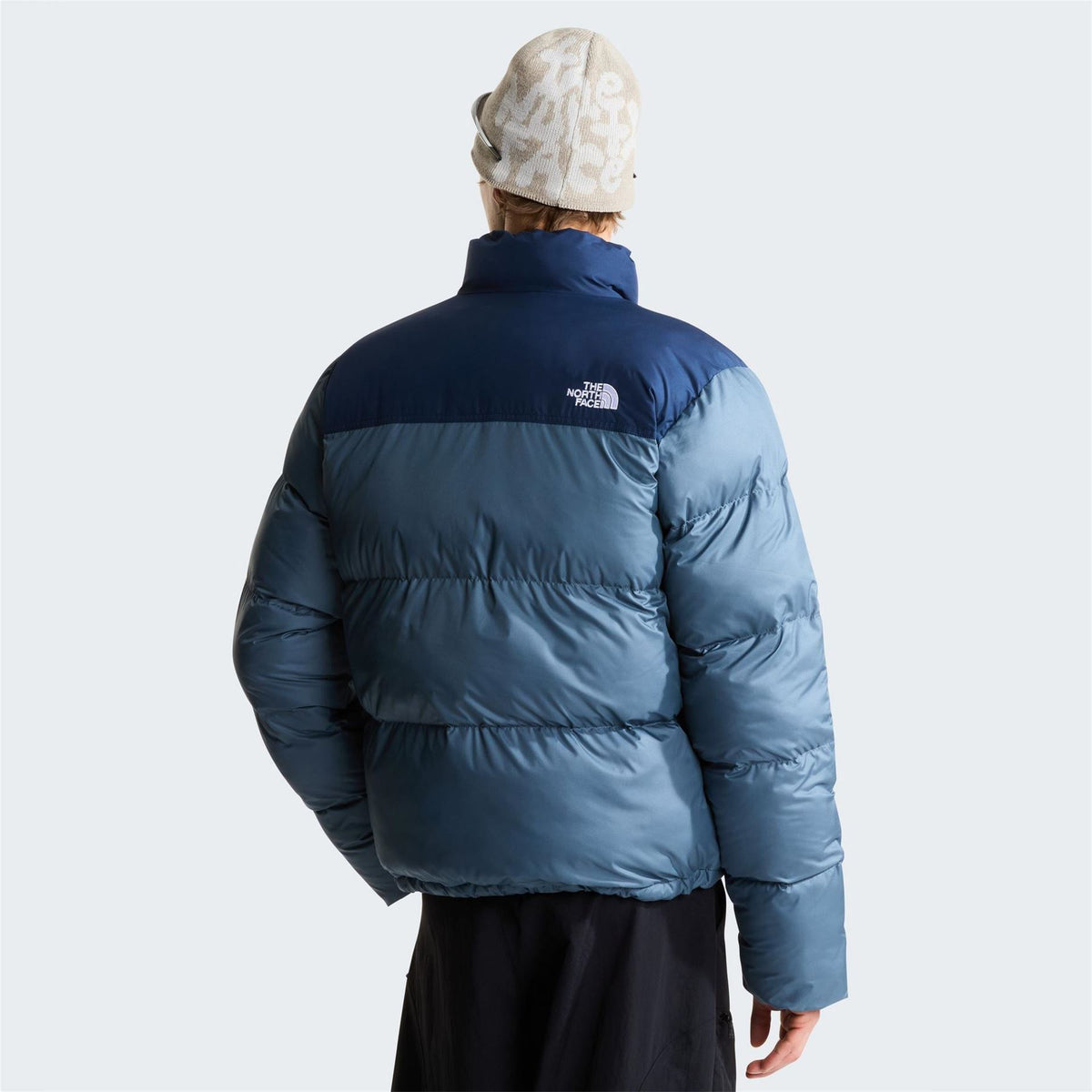The North Face Solid Patterned Puffer Jacket with Woven Cuff
