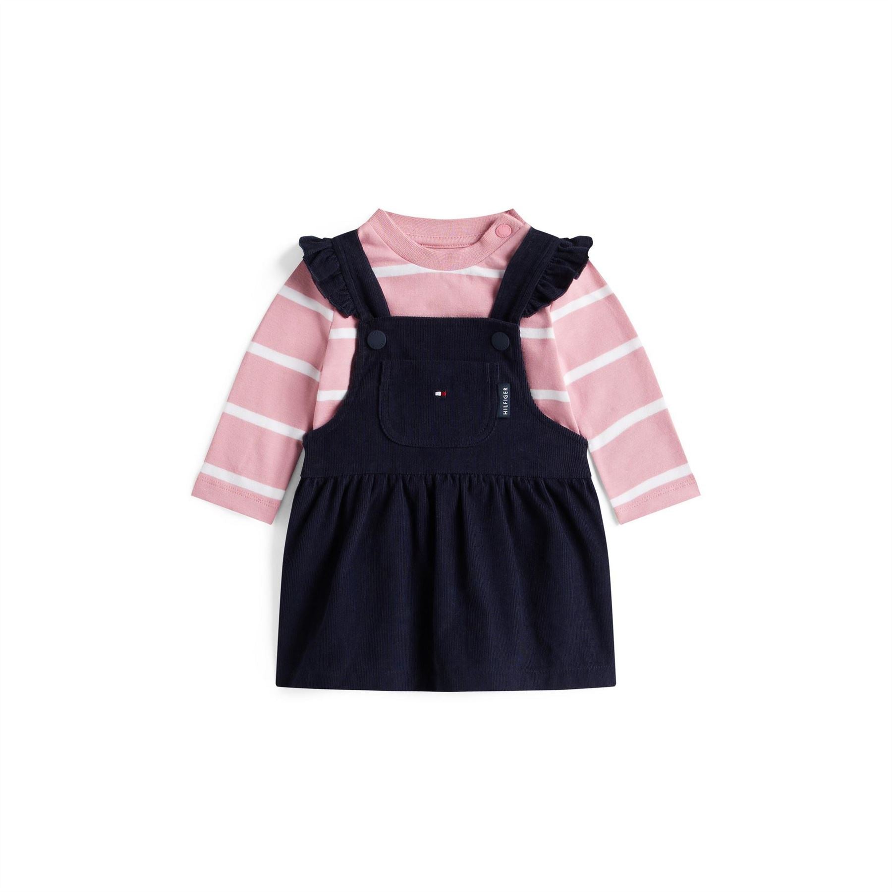 Tommy Hilfiger Crew Neck Long Sleeve Pinafore Dress