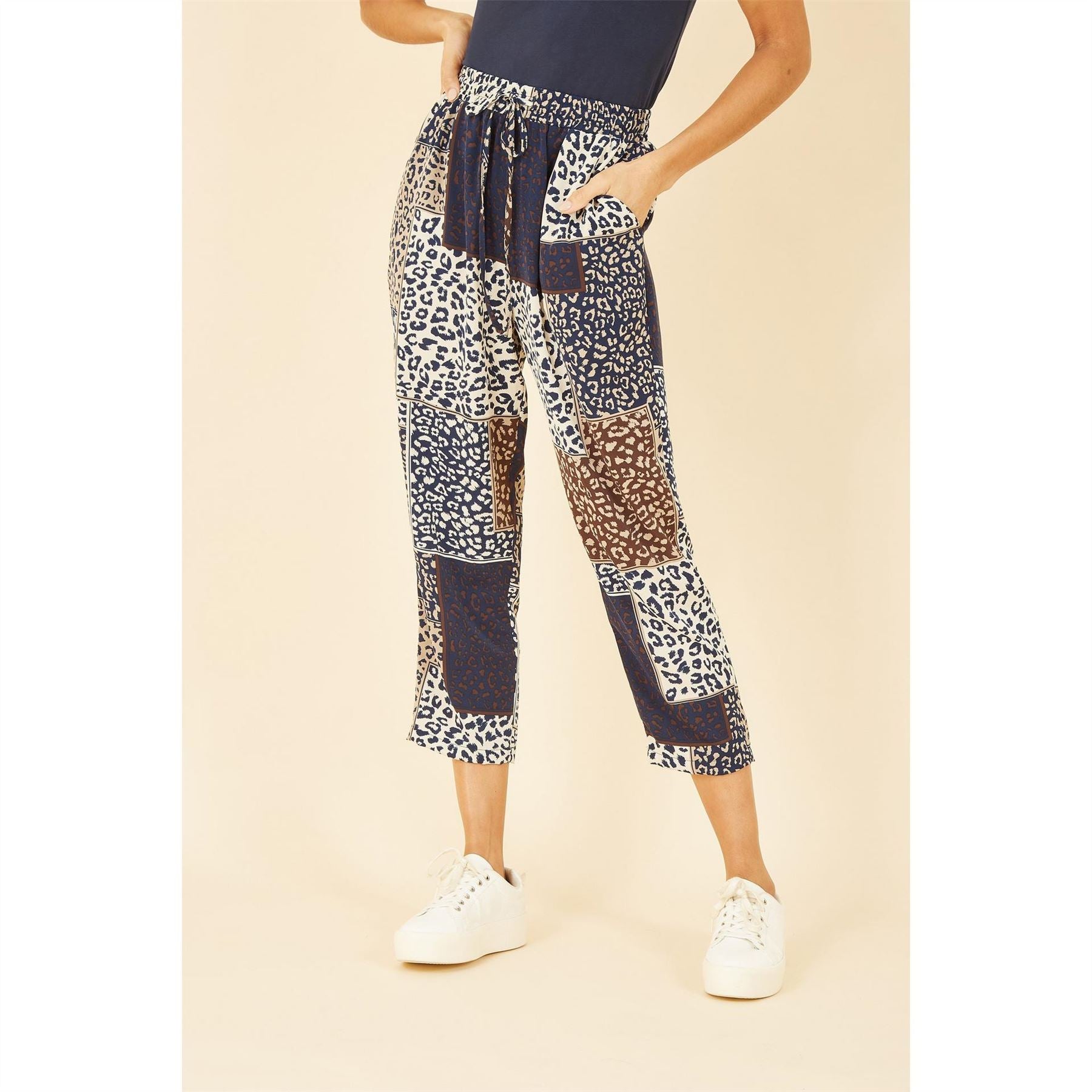 Yumi Patchwork Animal Print Trouser