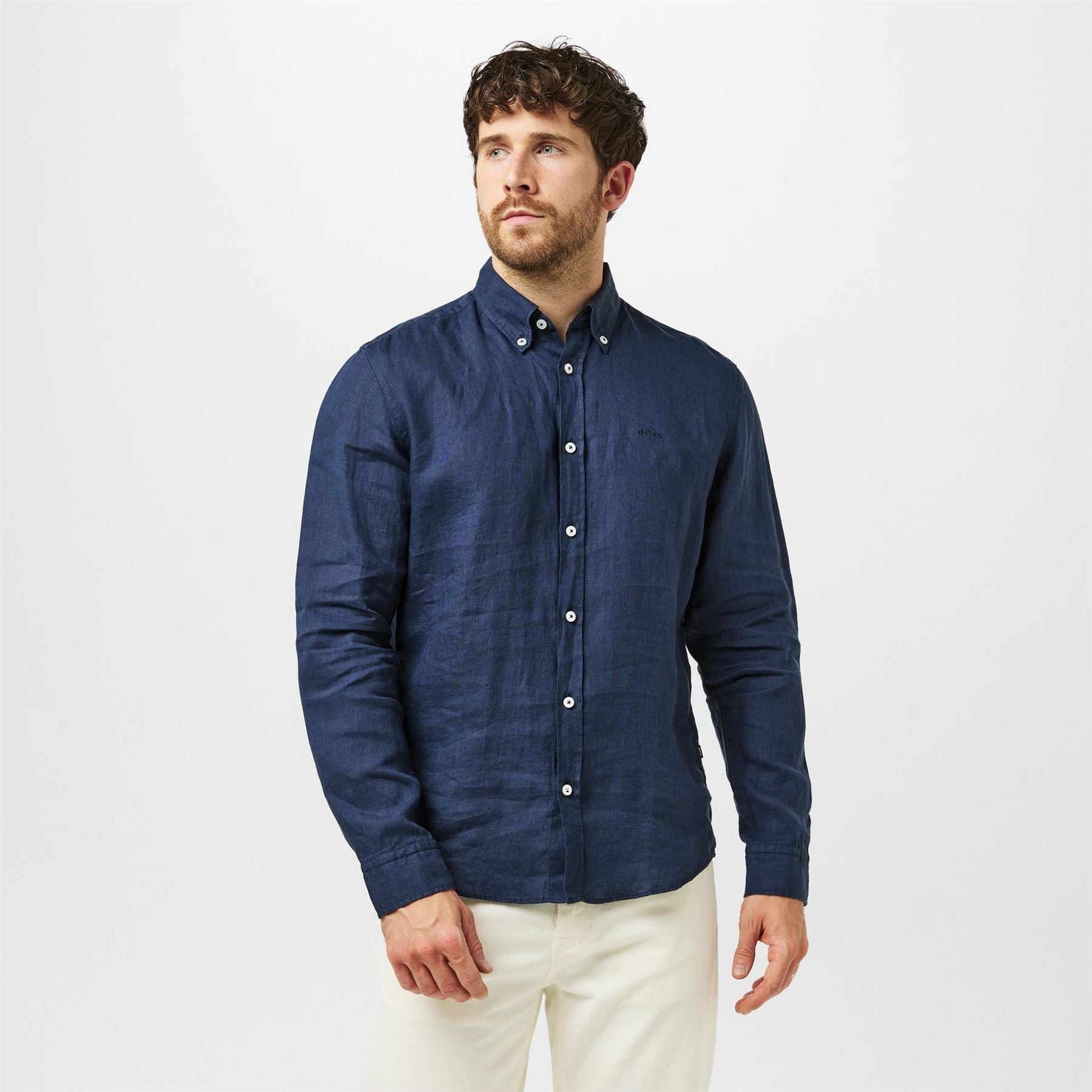 Boss Liam Regular Fit Cuff Sleeve Point Collar Shirt