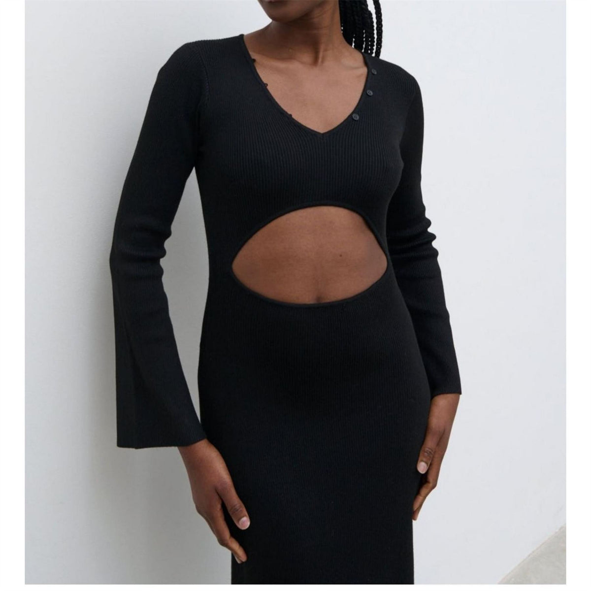 Pretty Lavish Zahra Cut Out Button Maxi Jumper Dress