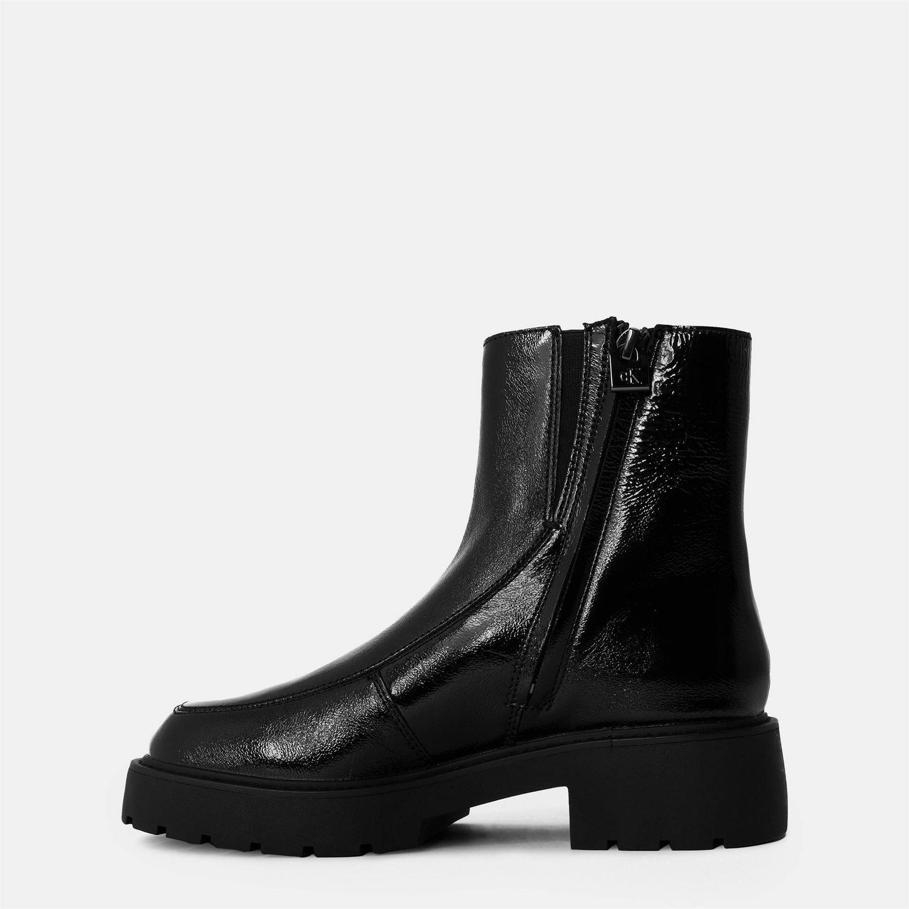Calvin Klein Chunky Heel Ankle Boots with Side Zipper