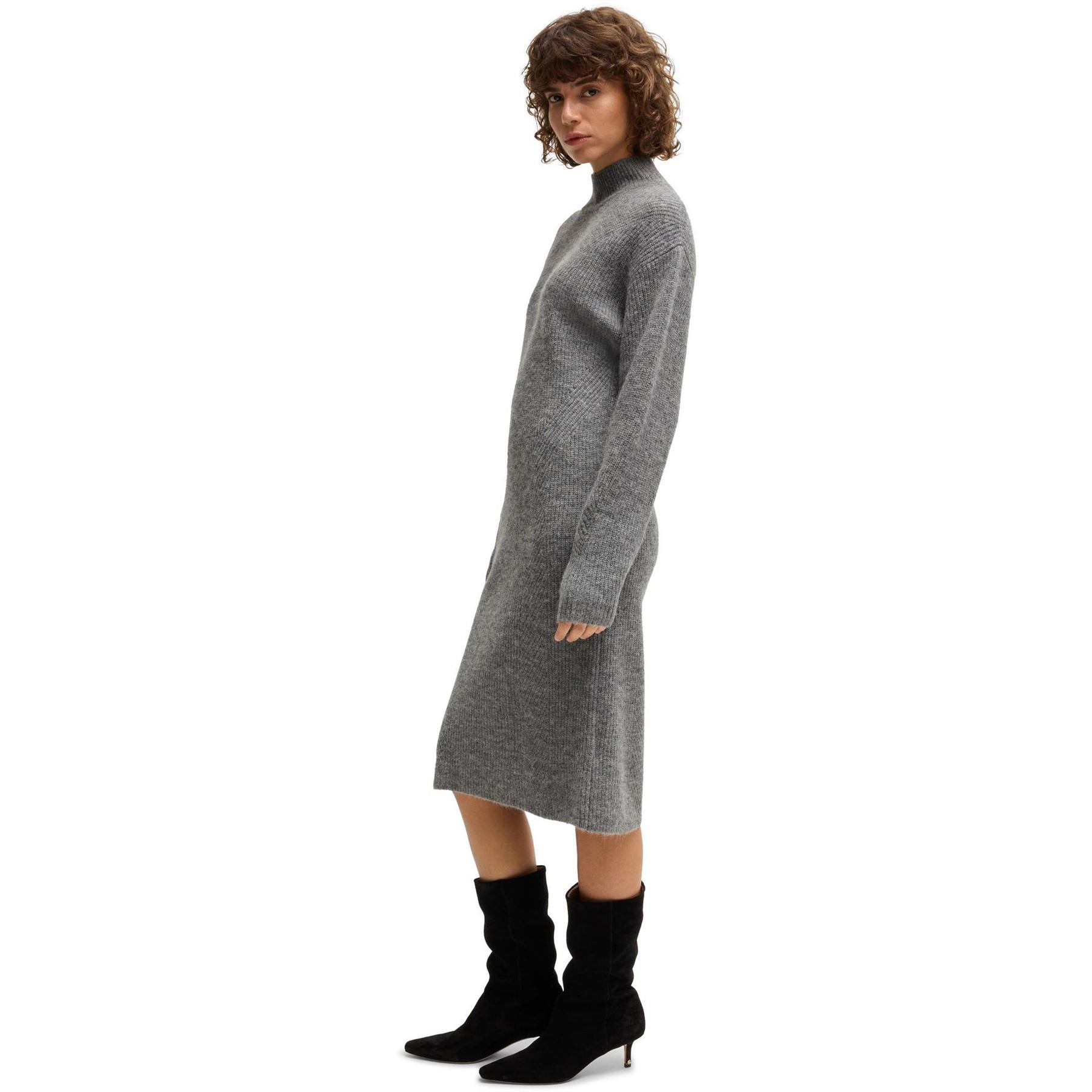 Boss Fagdassy Mock Neck Long Sleeve Midi Dress