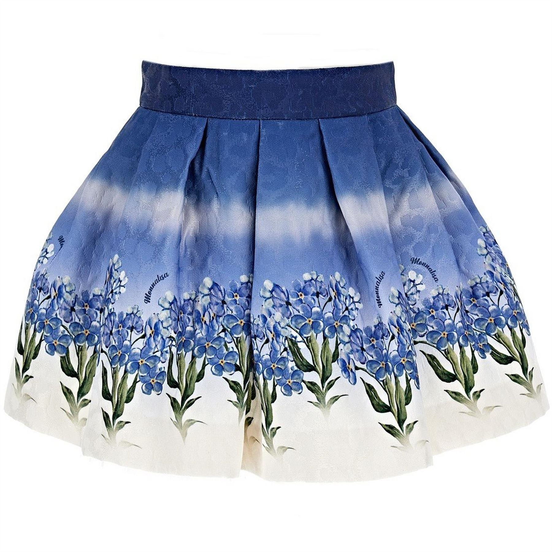 Monnalisa Flower Print Skater Jersey Skirt