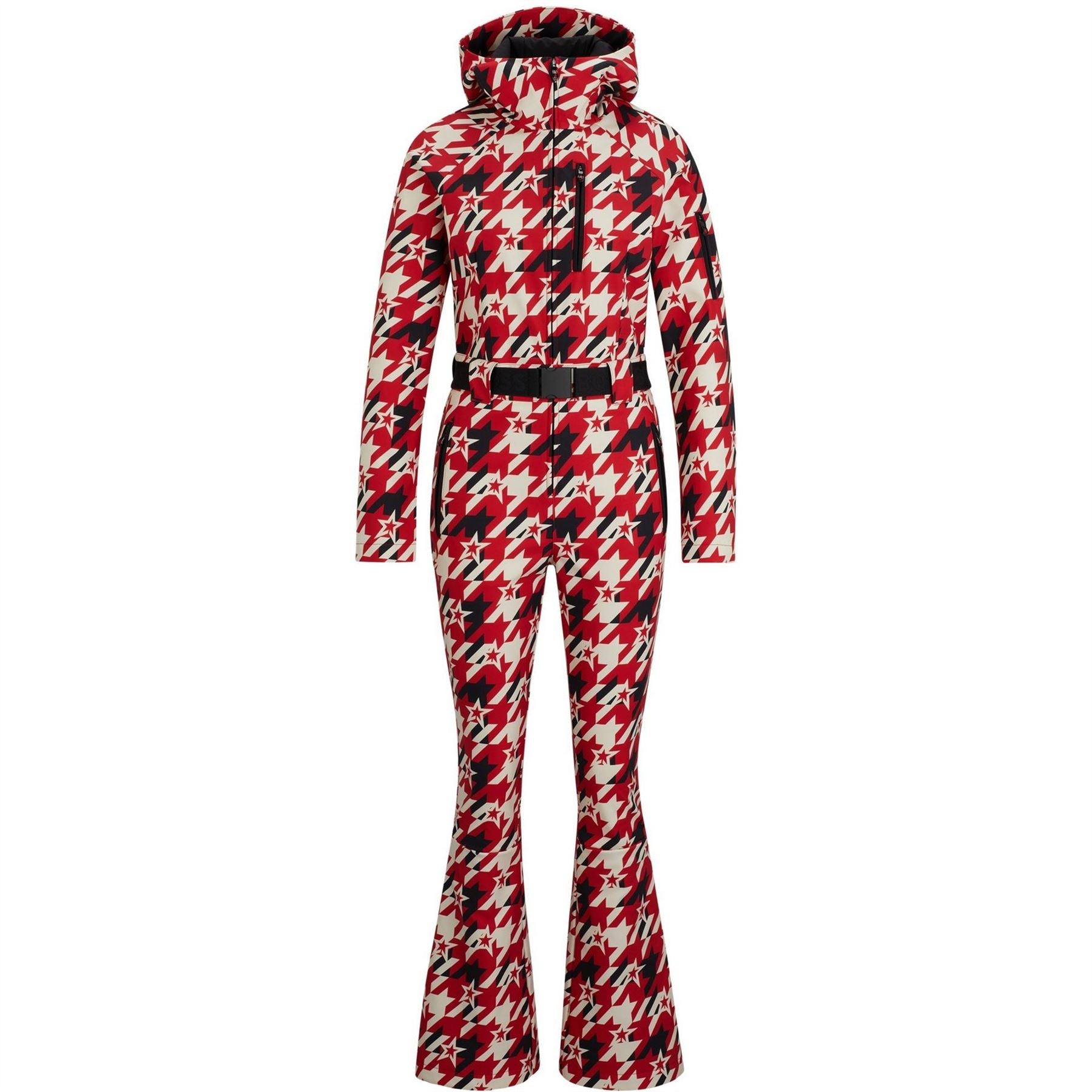Boss Hooded Neck Long Sleeve Houndstooth Patterned Skisuit
