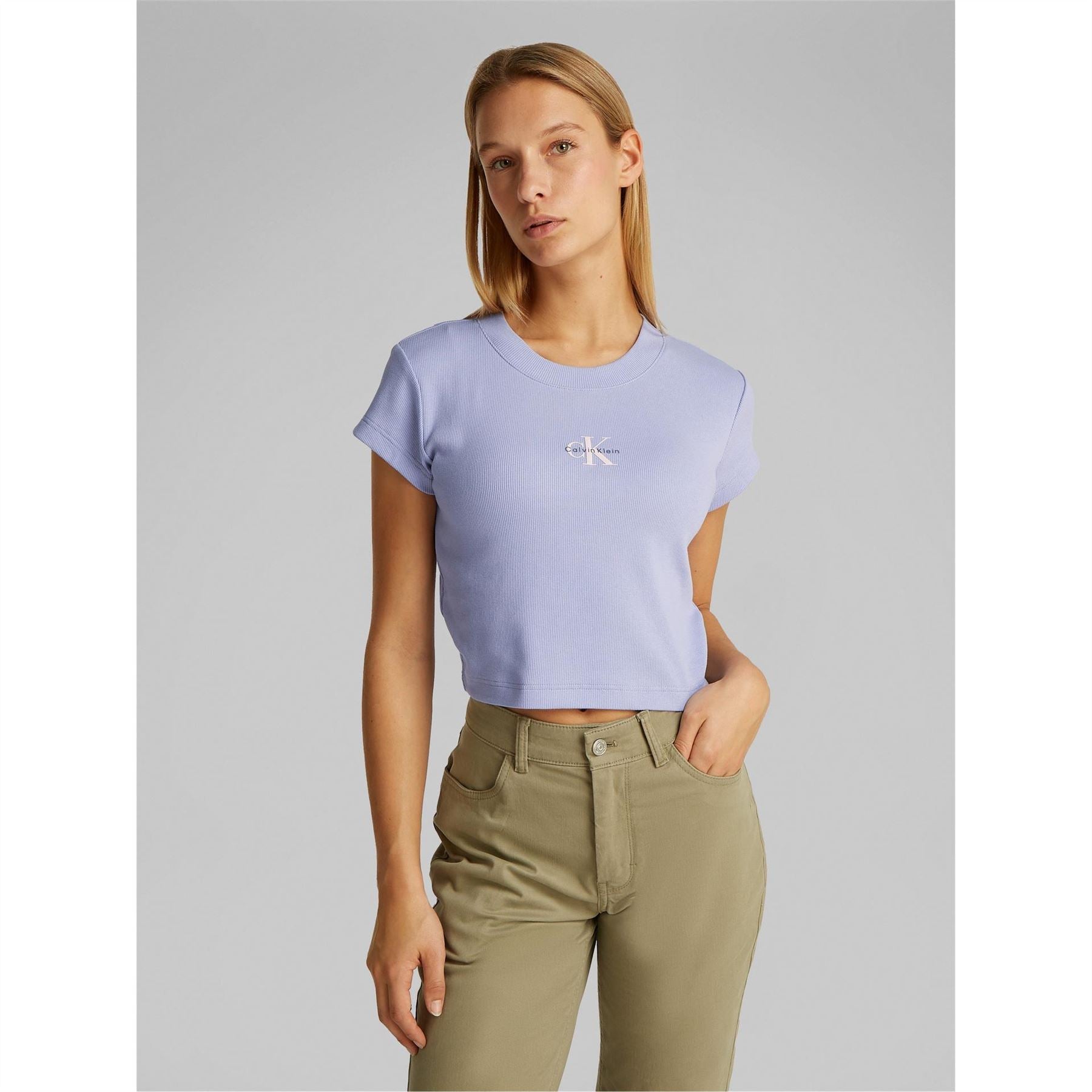 Calvin Klein Jeans Cropped Slim Fit Crew Neck T-Shirt