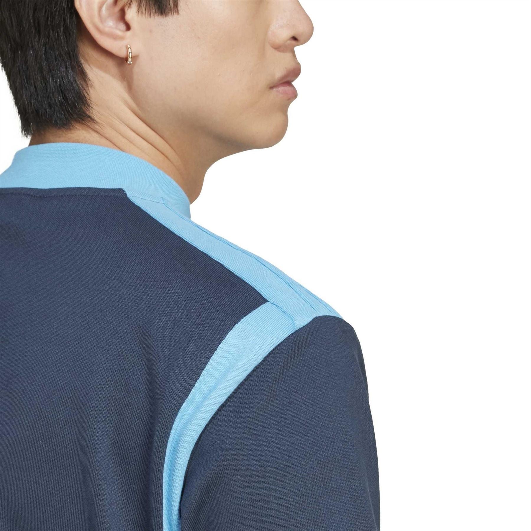 adidas Mock Neck Zip Band Collar Short Sleeve Top