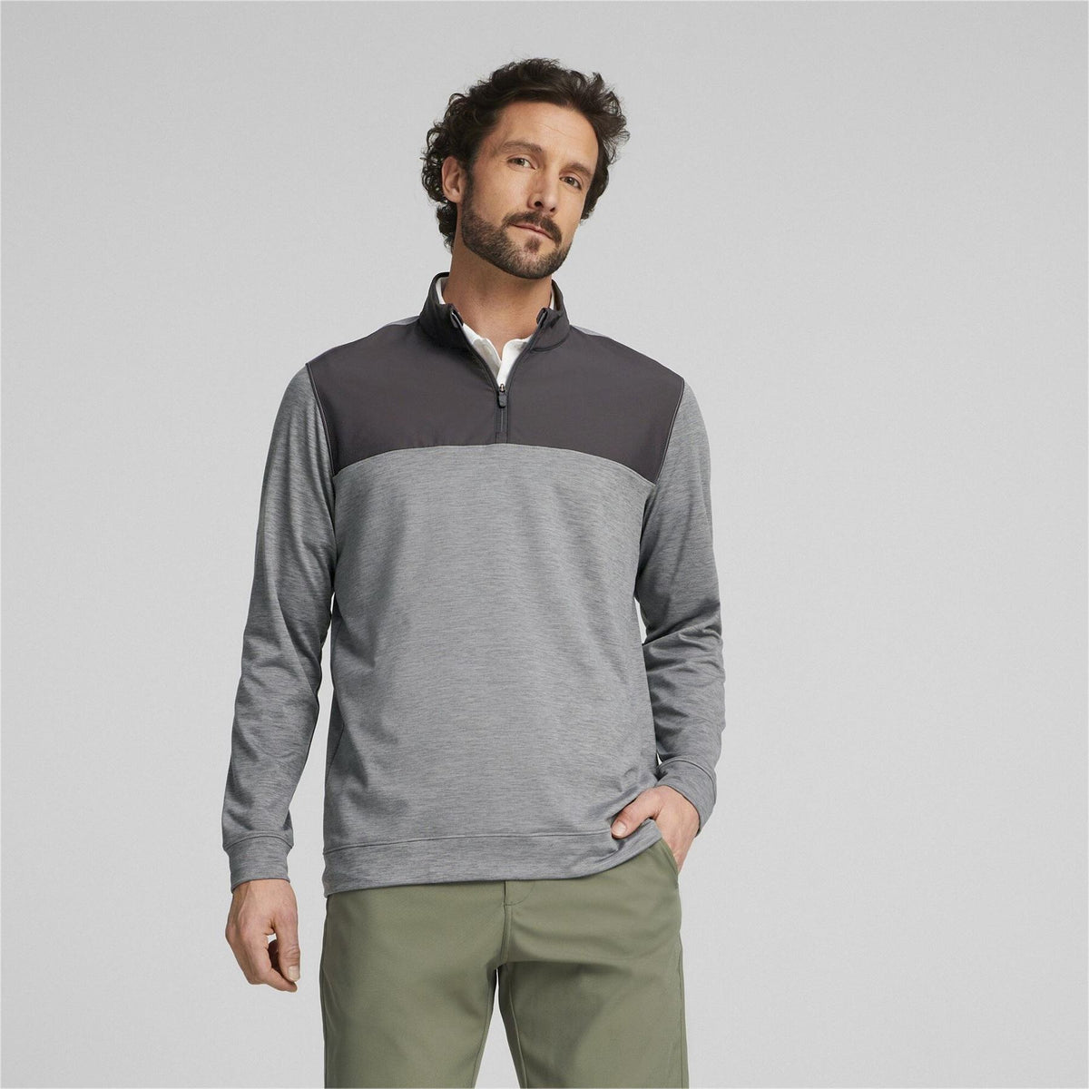 Puma Mens Cloudspun Colorblock Quarter Zip Jumper