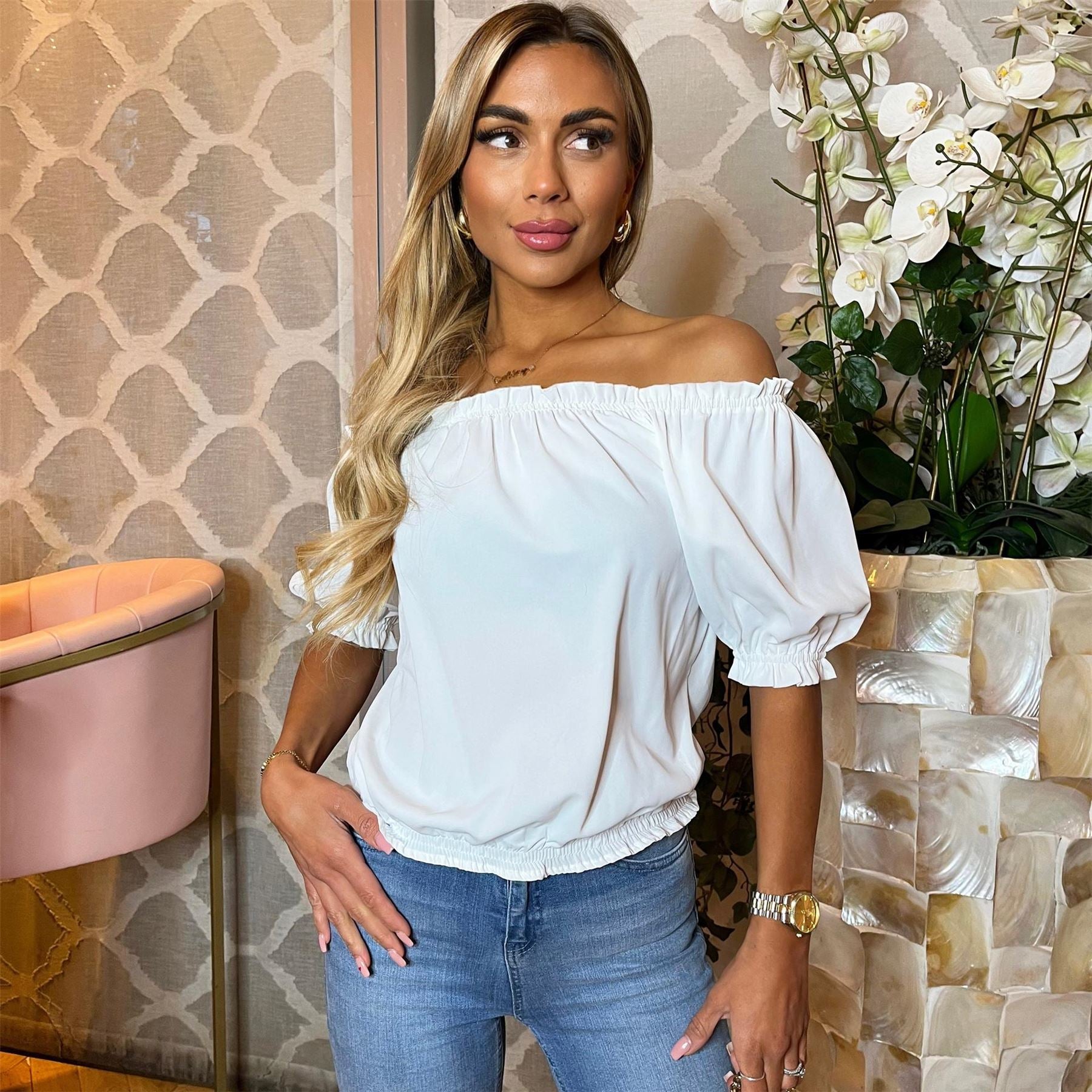 AX Paris Off The Shoulder Frill Detail Top