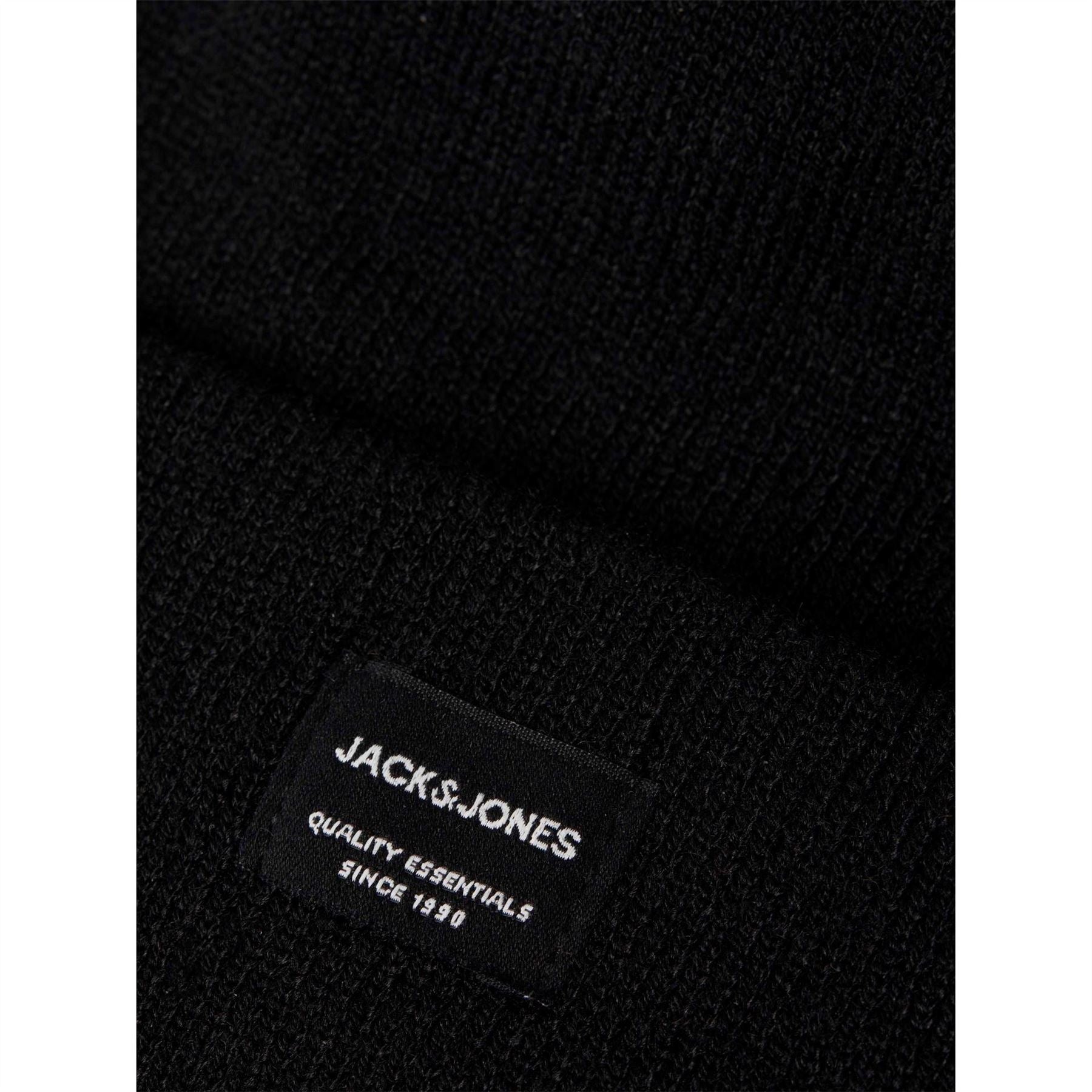 Jack and Jones Solid Patterned Lettering Beanie with Logo