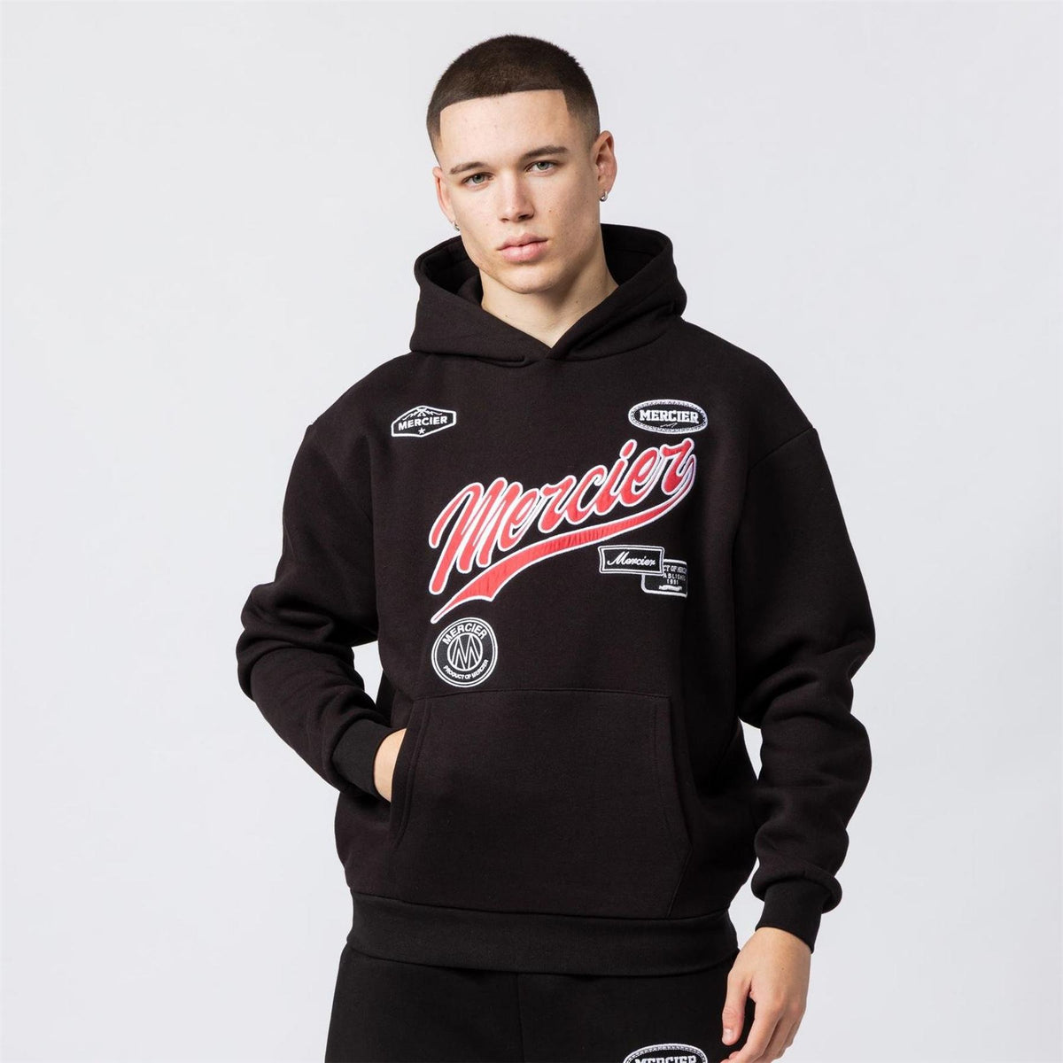 Mercier Embroidered Hooded Long Sleeve Sweatshirt