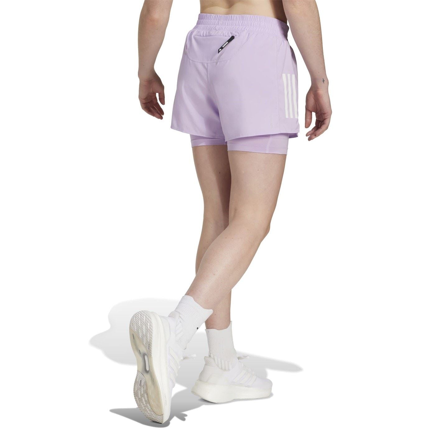 adidas Womens Own The Run 3 Stripes 2 In 1 Shorts