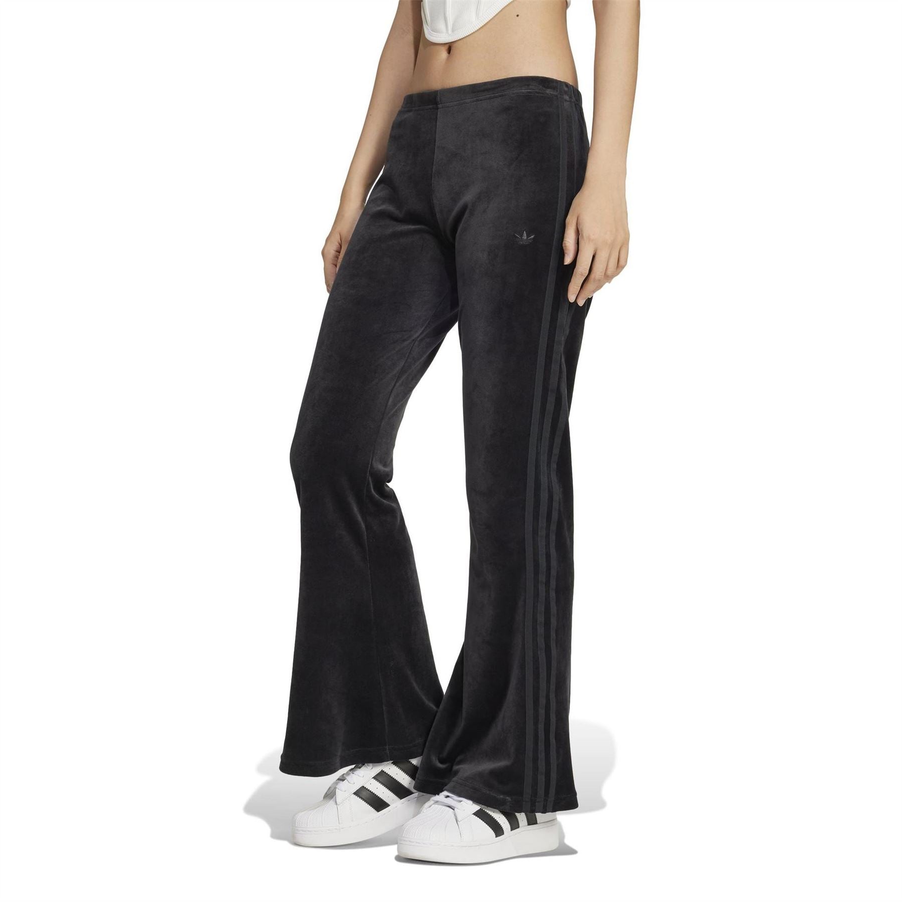 adidas Originals Velvet Three Bar Logo Solid Flared Joggers