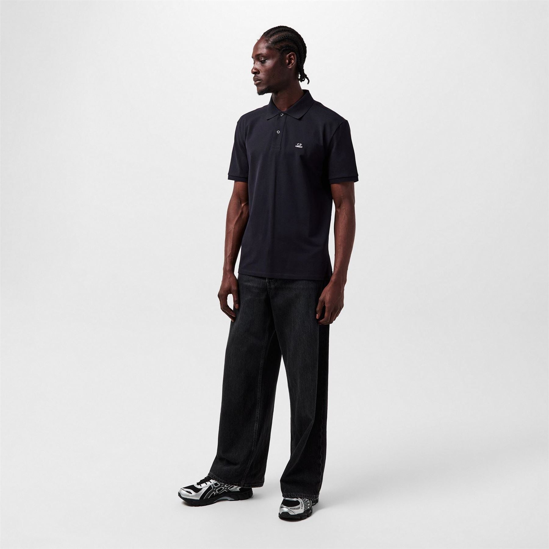 CP Company Logo Print Collared Neck Short Sleeve Polo Shirt