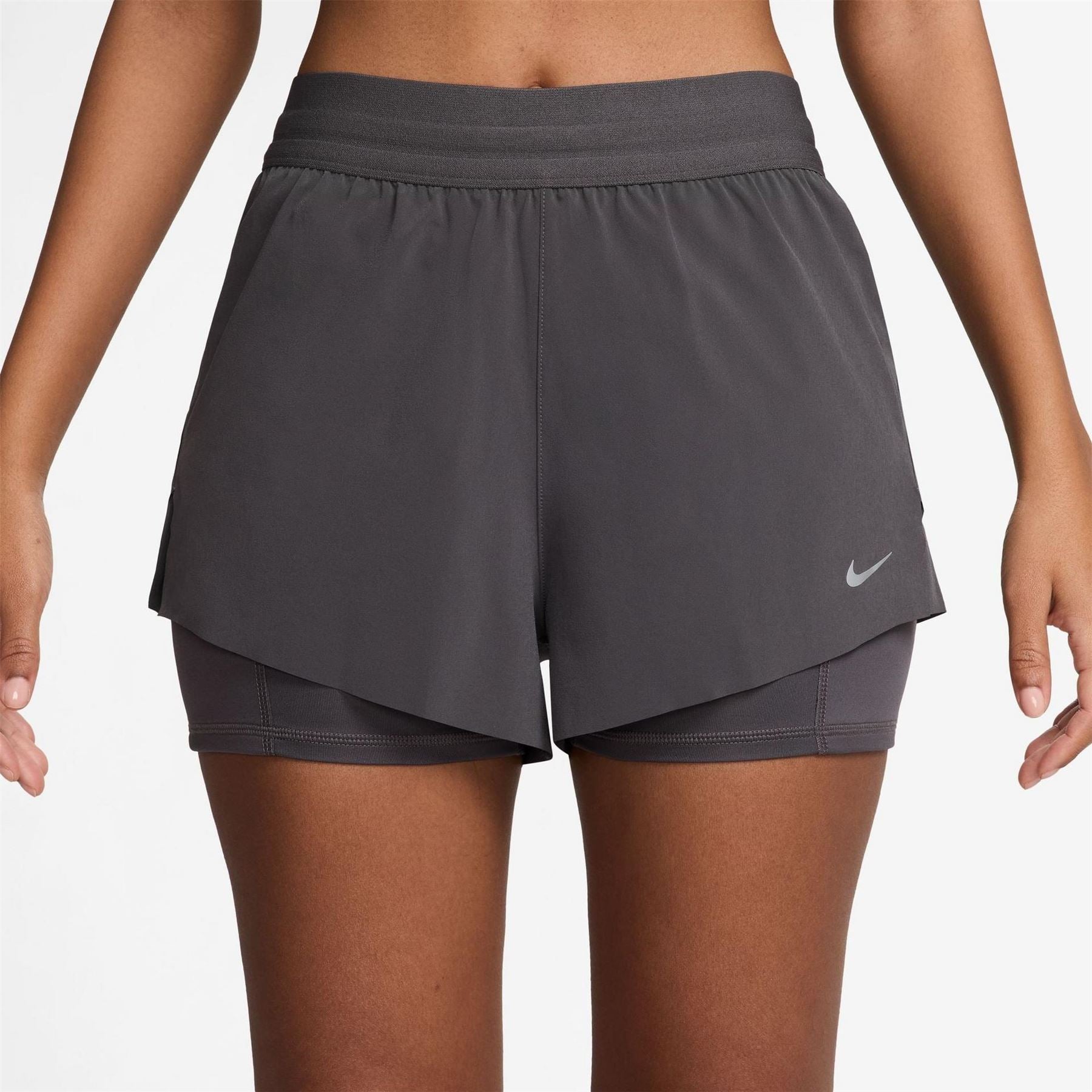 Nike Womens Dri Fit Swift Mid Rise 3 2 In 1 Shorts