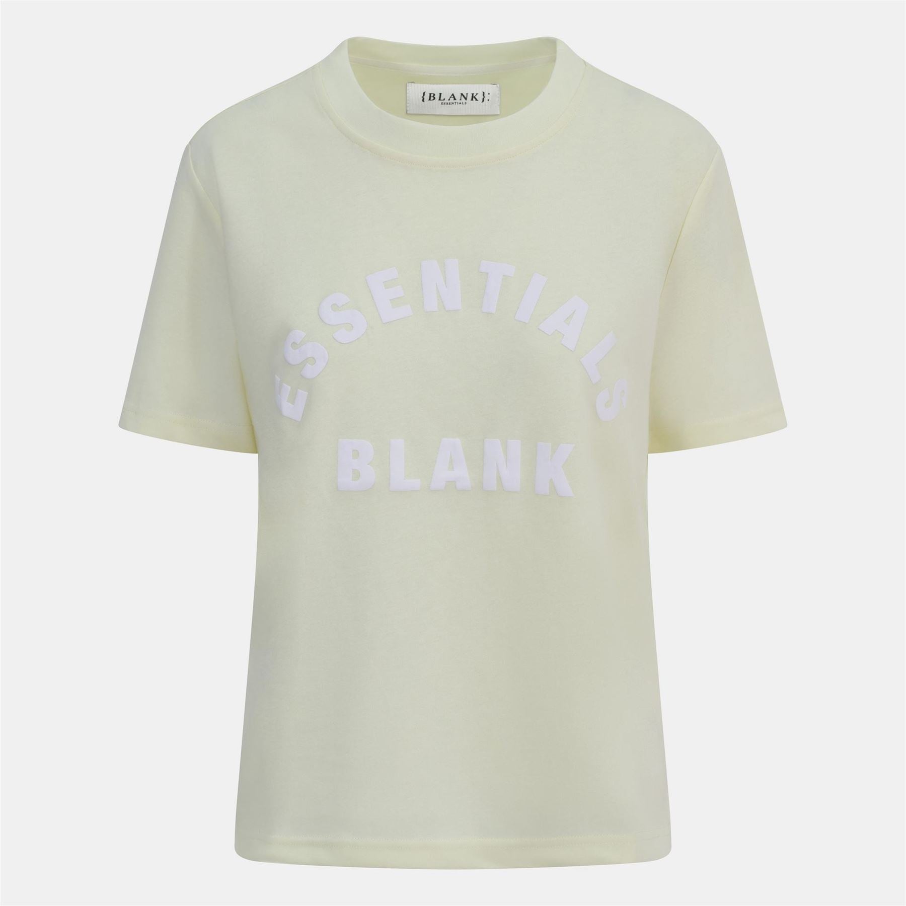 Blank Essentials Lettering Crew Neck Ribbed Collar Short Sleeve Boyfriend T-Shirt