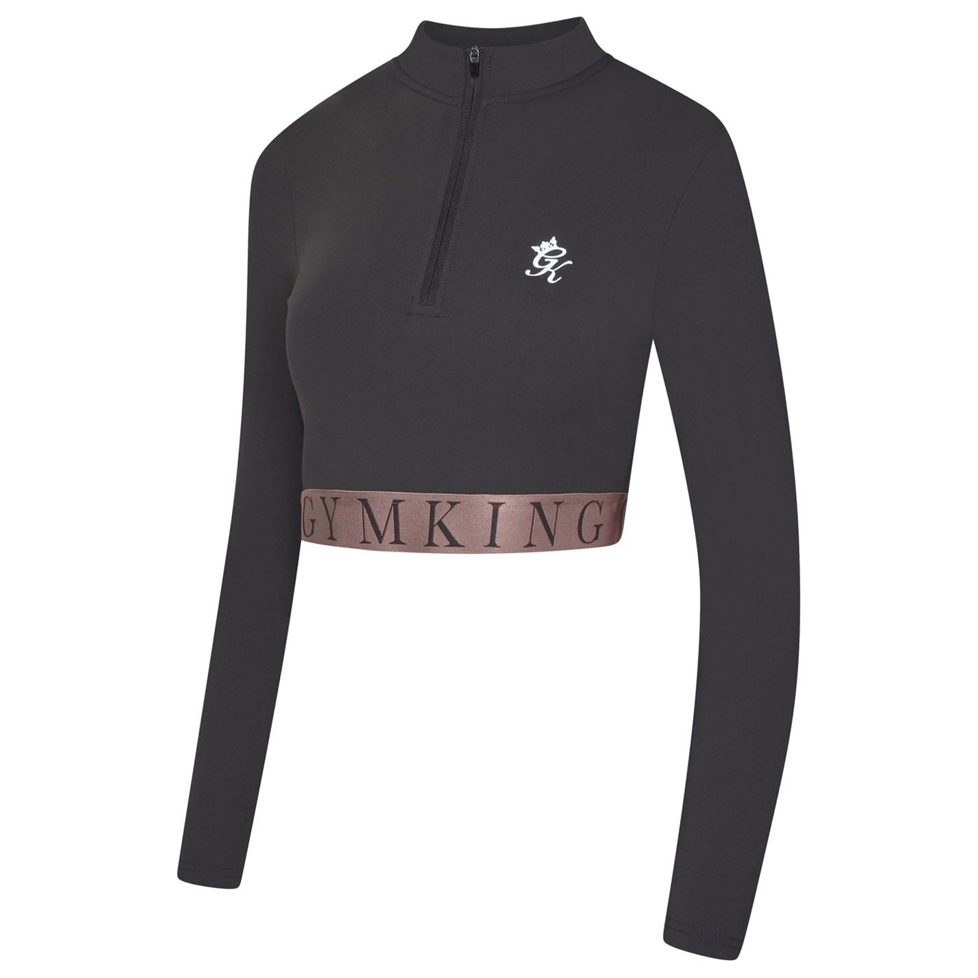 Gym King Impact Quarter Zip Funnel Black Crop Top