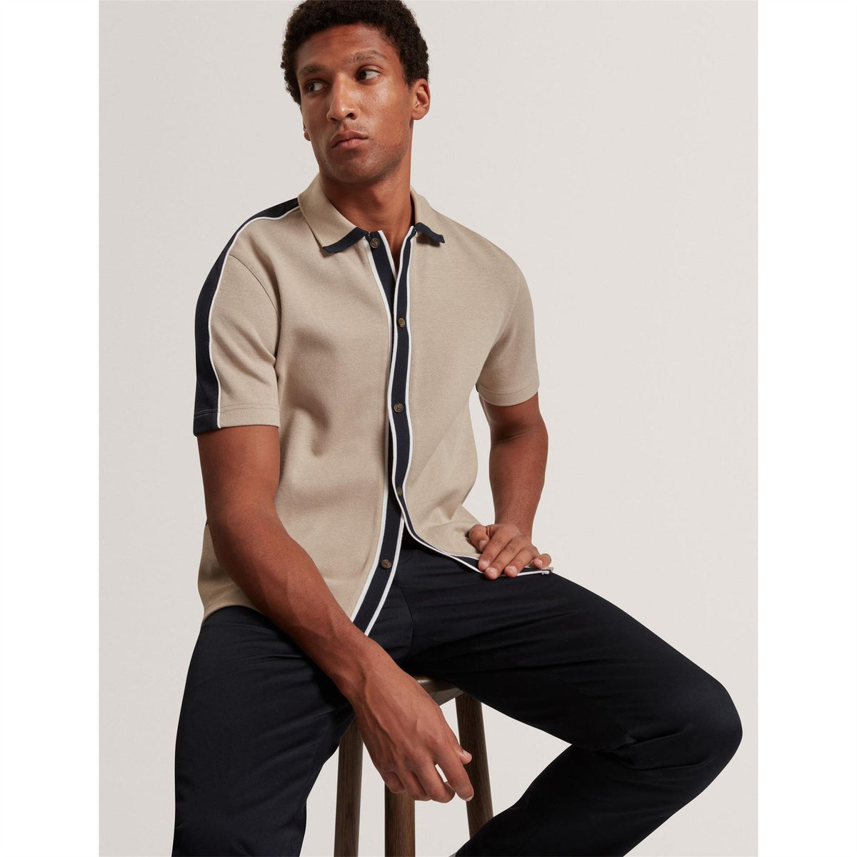 Ted Baker Button Through Fine Knit Short Sleeve Polo