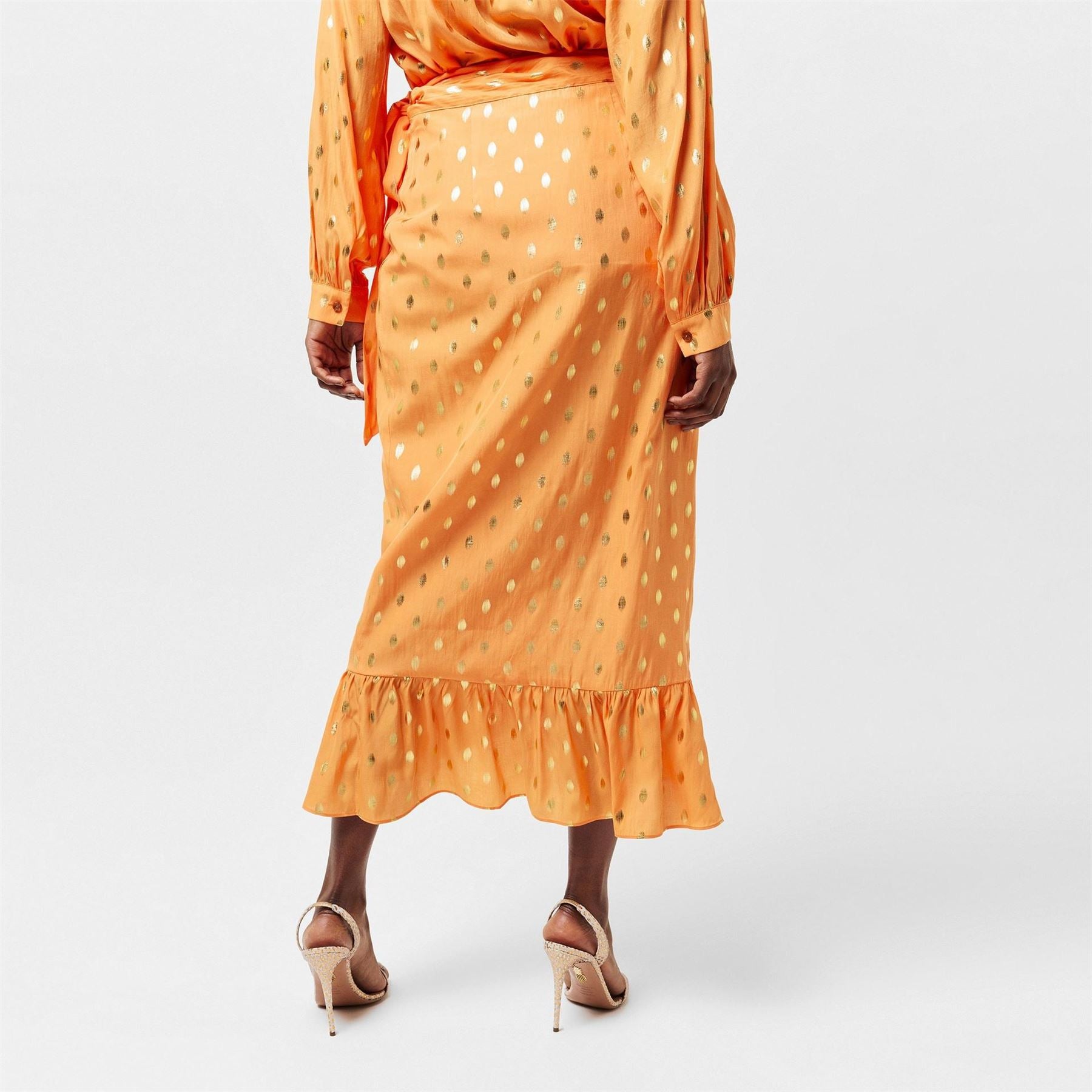 Never Fully Dressed Fleck Jaspre Midi Polka Dot Wrap Skirt