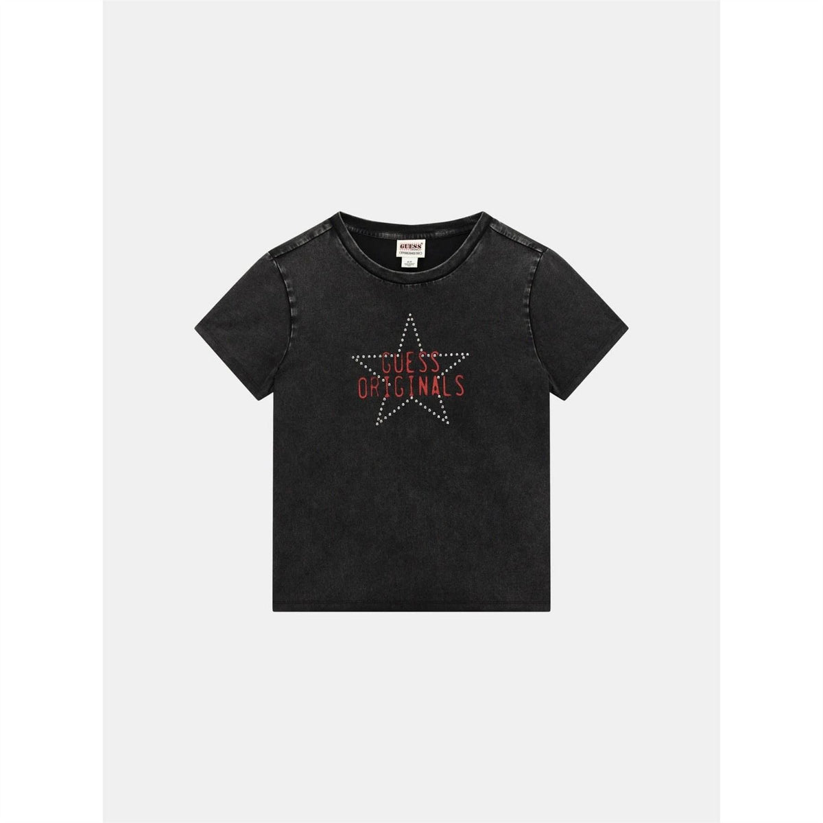 Guess Front Print And Studs Crop Top