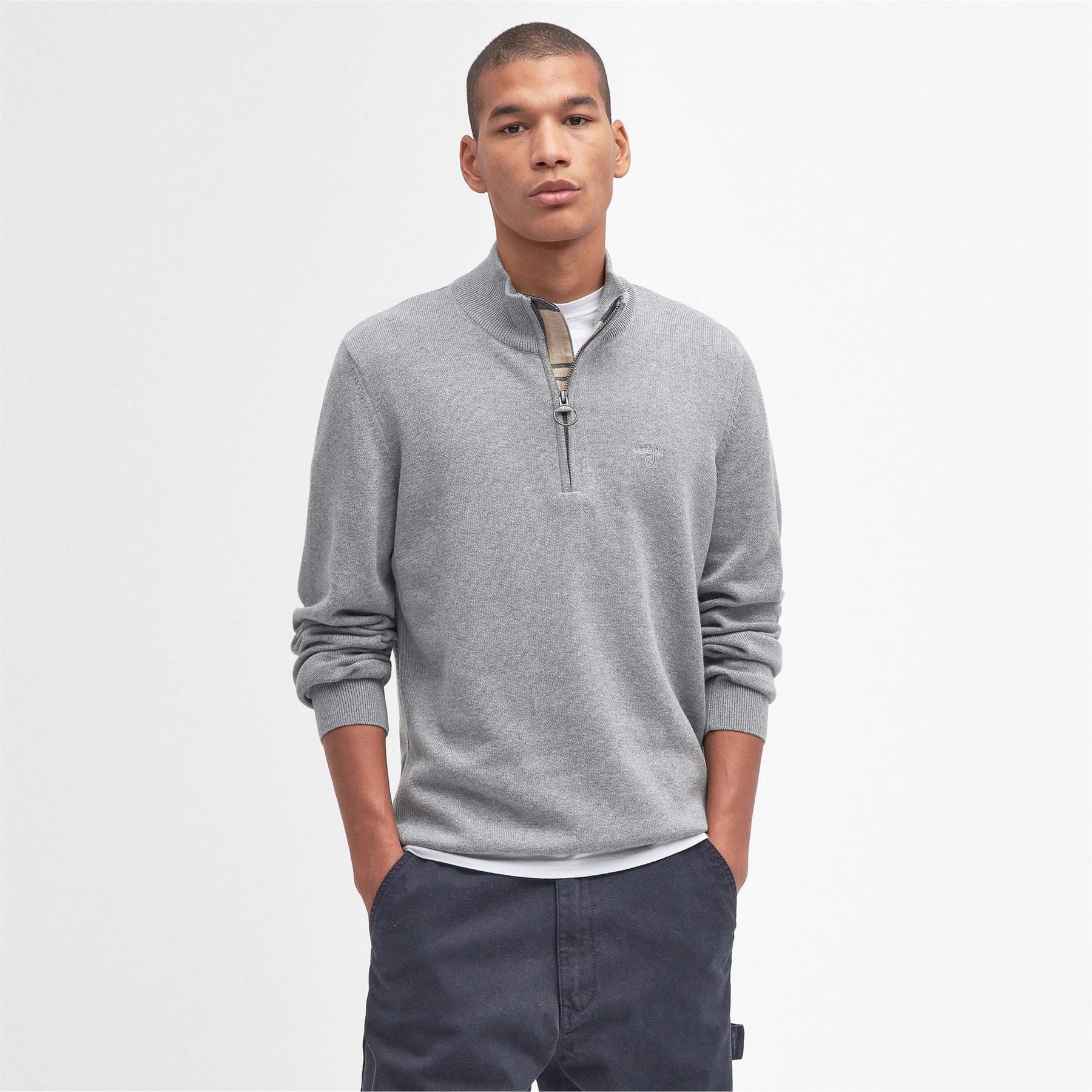 Barbour Half Zip Cotton Knitted Jumper