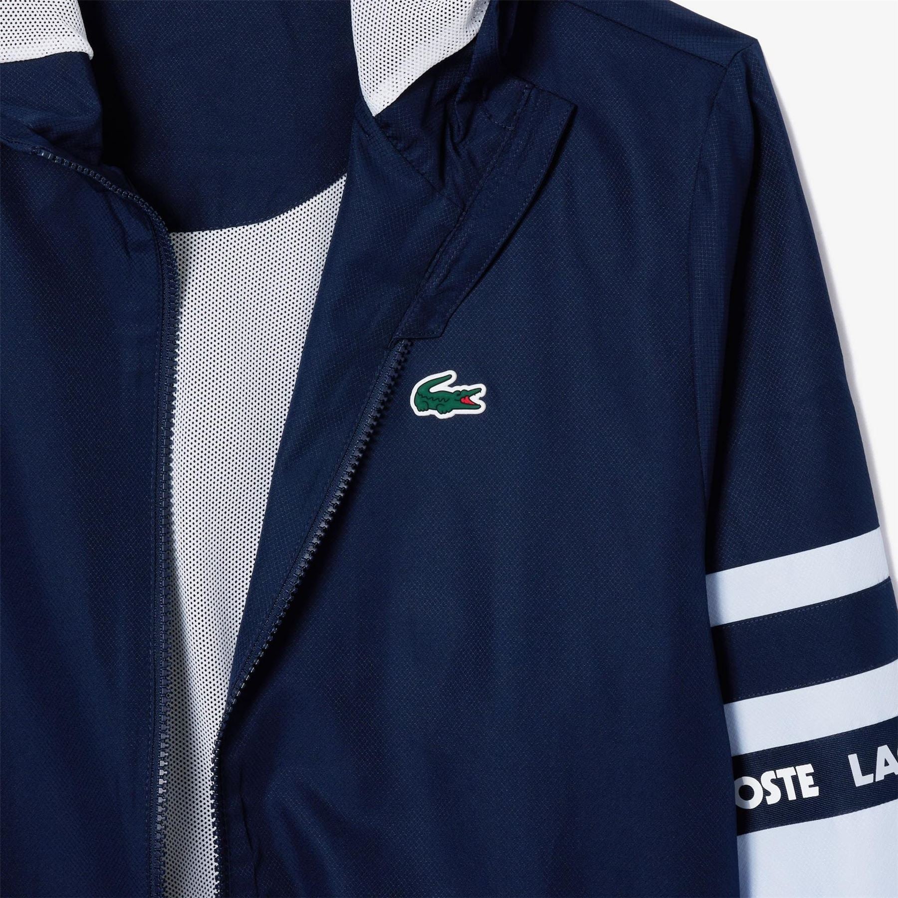 Lacoste Stripe Track Water Repellent Wind Resistant Long Sleeve Softshell Jacket