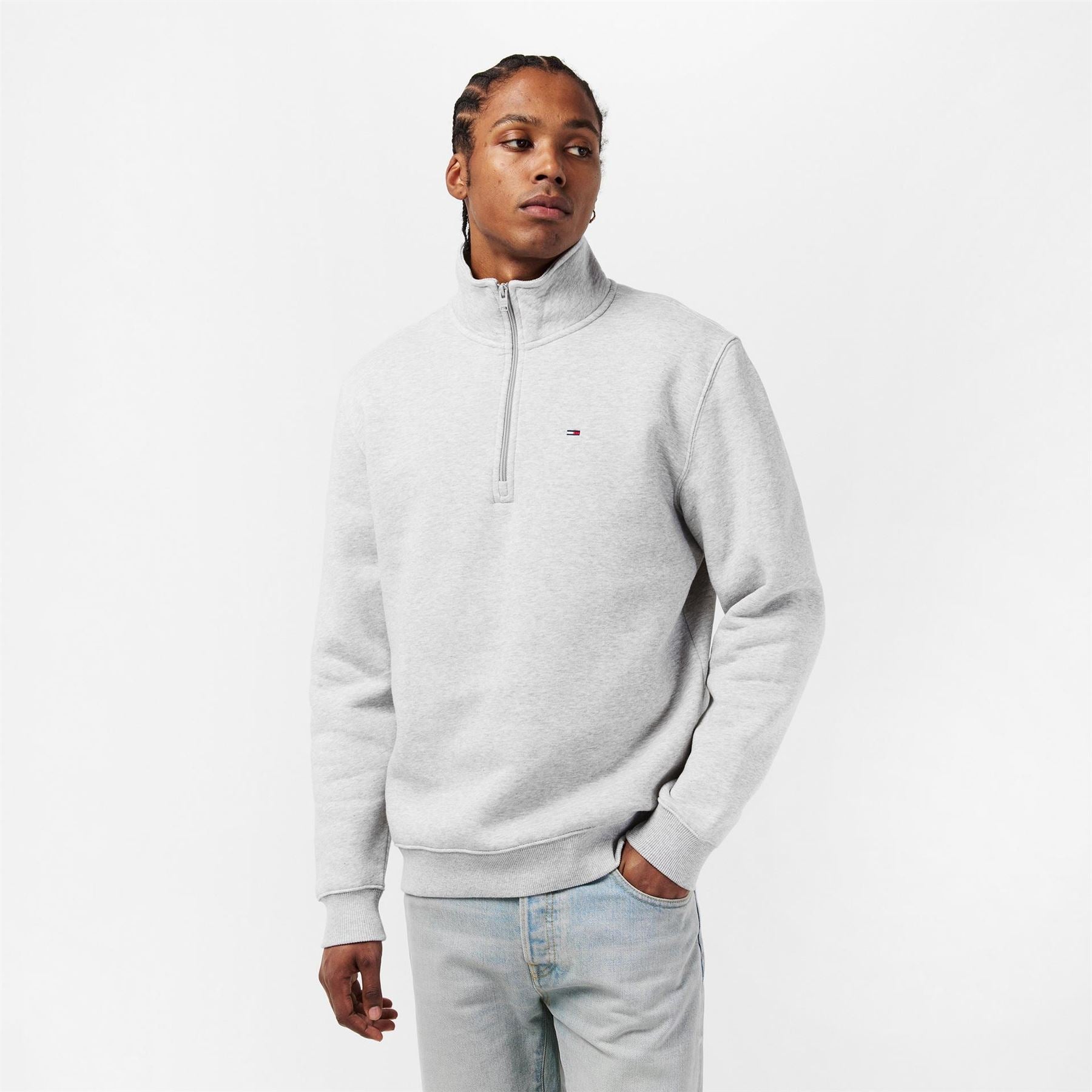 Tommy Jeans Flag Graphic Zip Neck Long Sleeve Sweatshirt