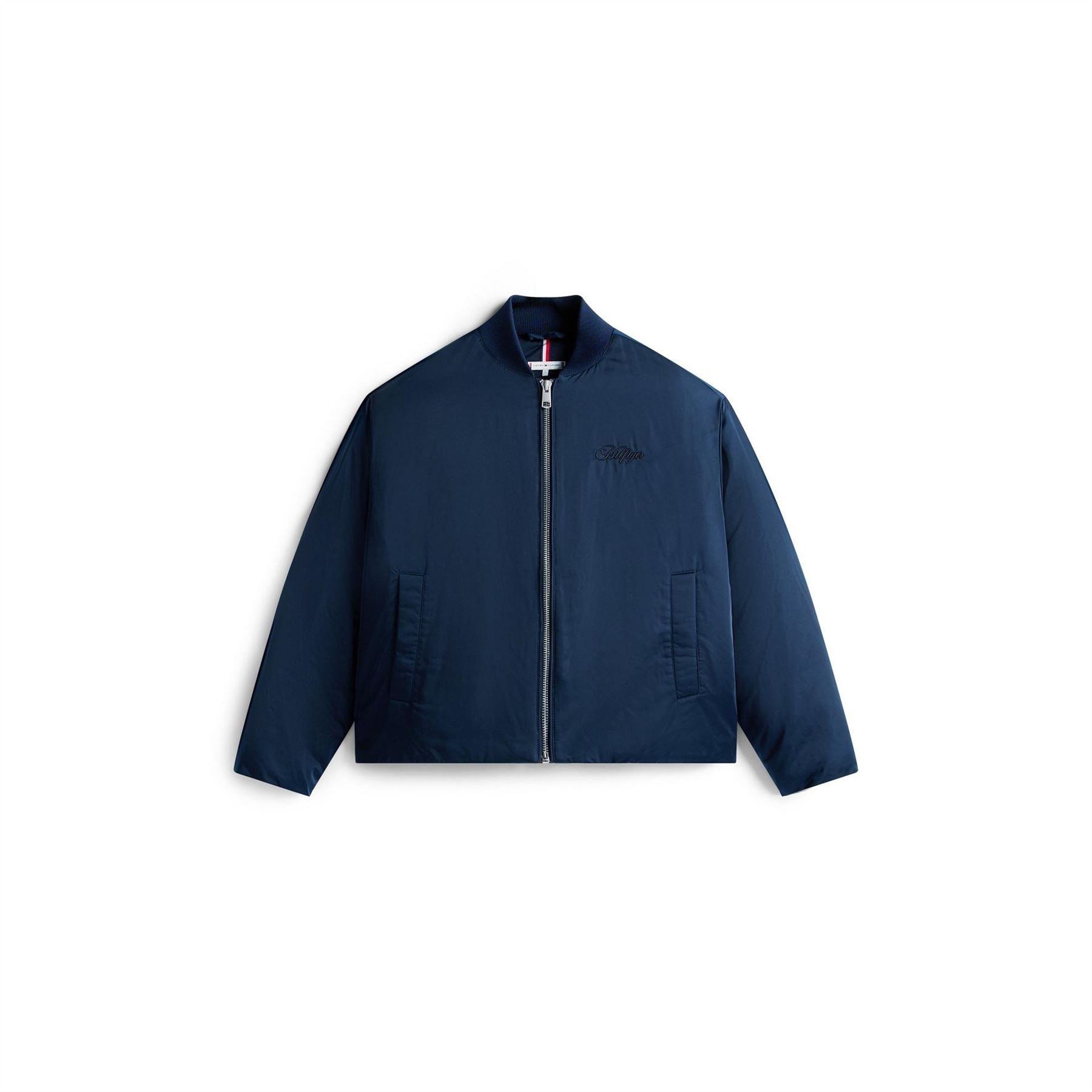Tommy Hilfiger Ribbed Trim Zip Through Bomber Jacket