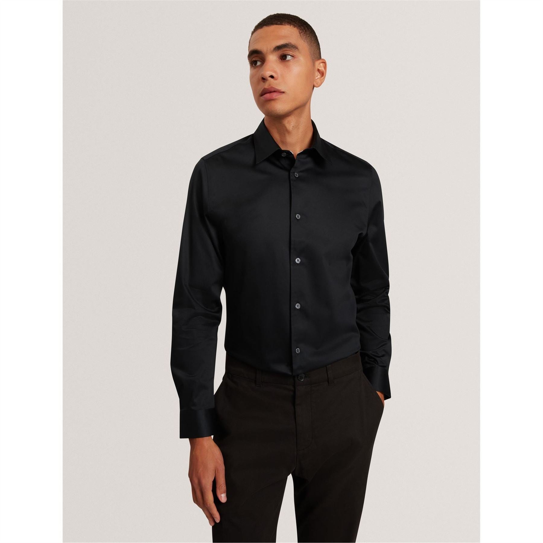 Ted Baker Collared Neck Long Sleeve Point Collar Shirt