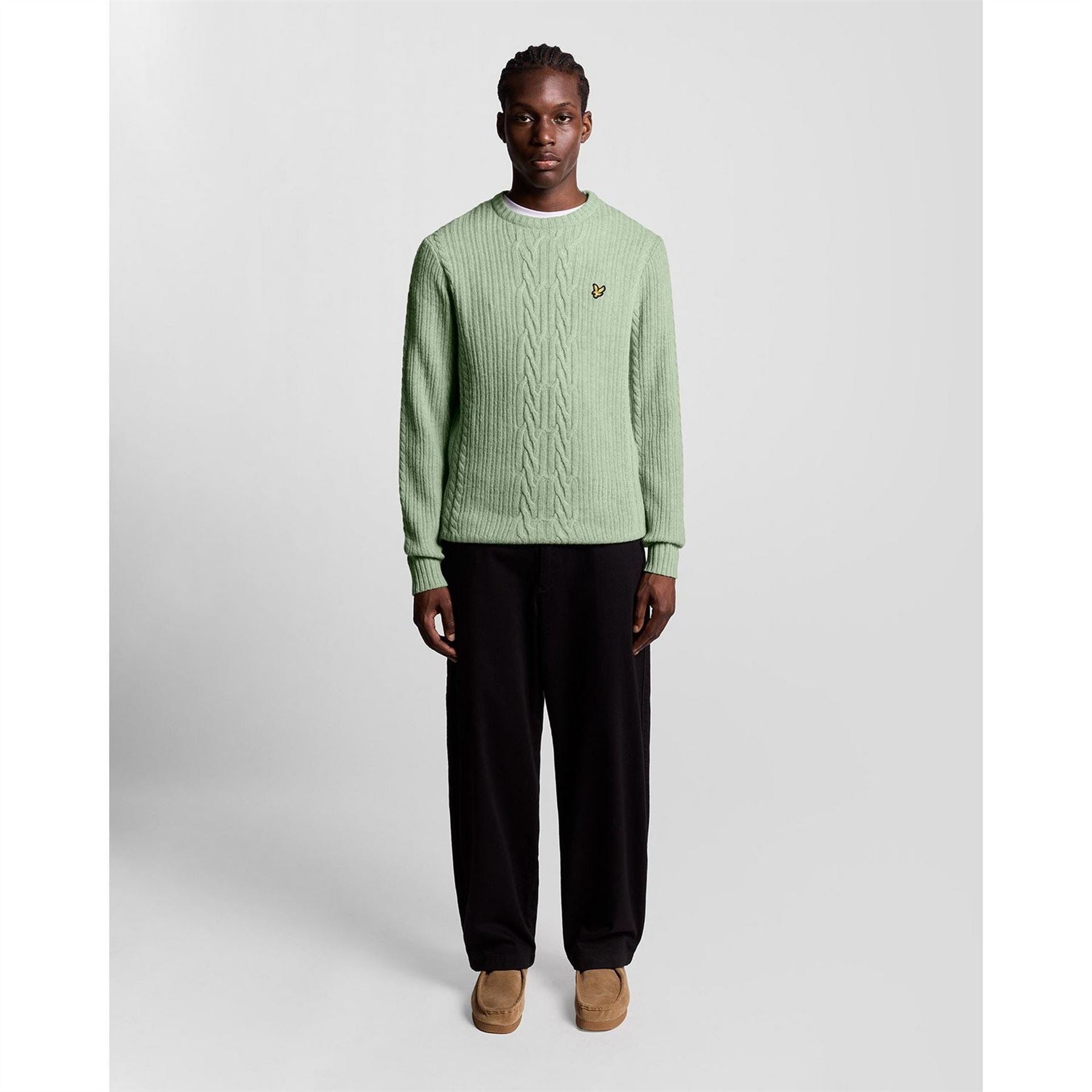 Lyle and Scott Embroidered Eagle Logo Crew Neck Long Sleeve Sweater