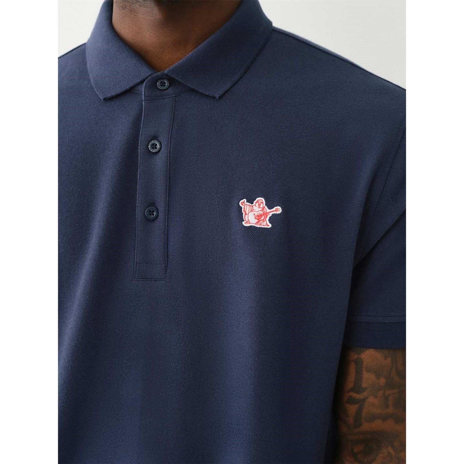 True Religion Buddha Patched Logo Short Sleeve Polo Shirt