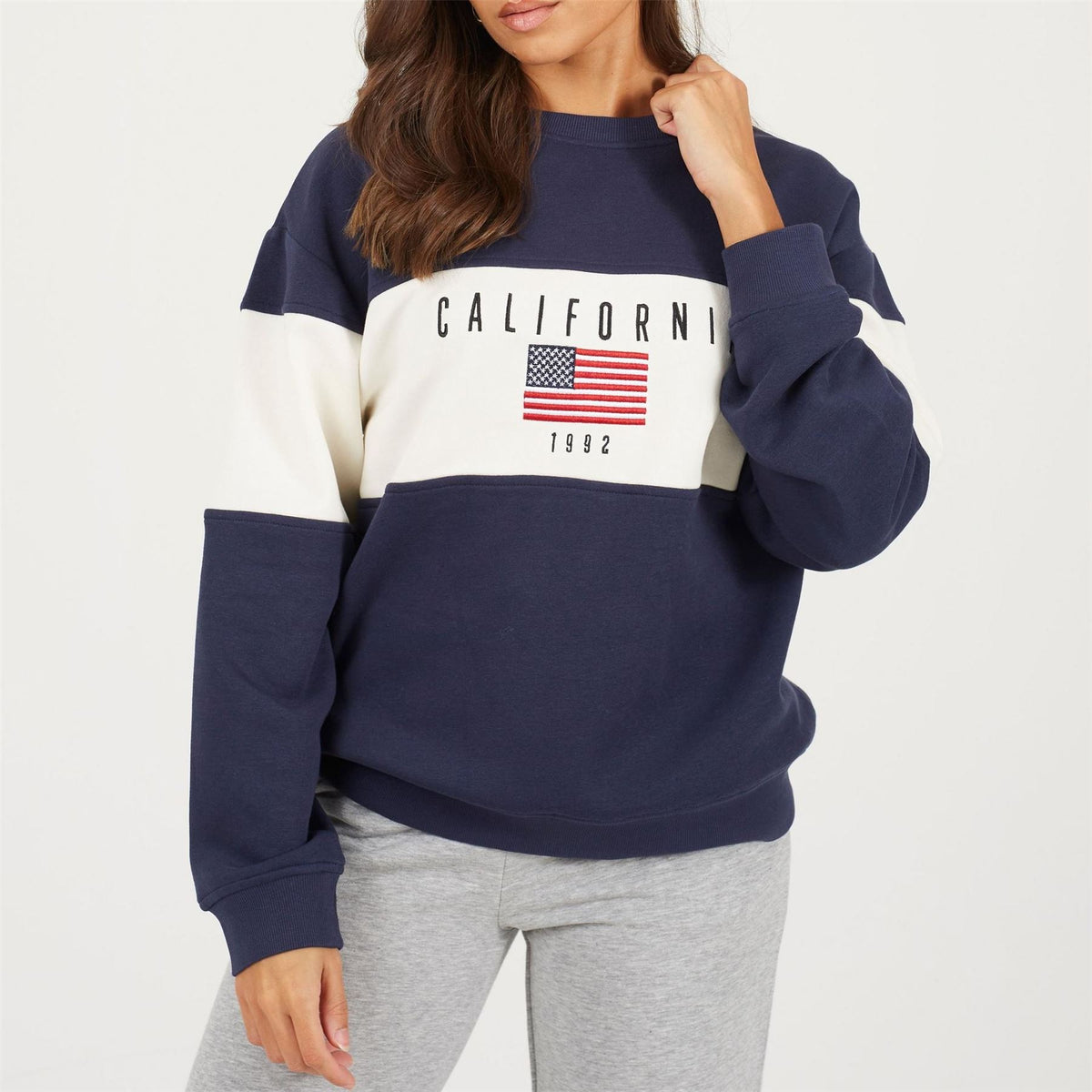 Brave Soul Soul Ladies Crew Neck Sweatshirt With California Embroidery