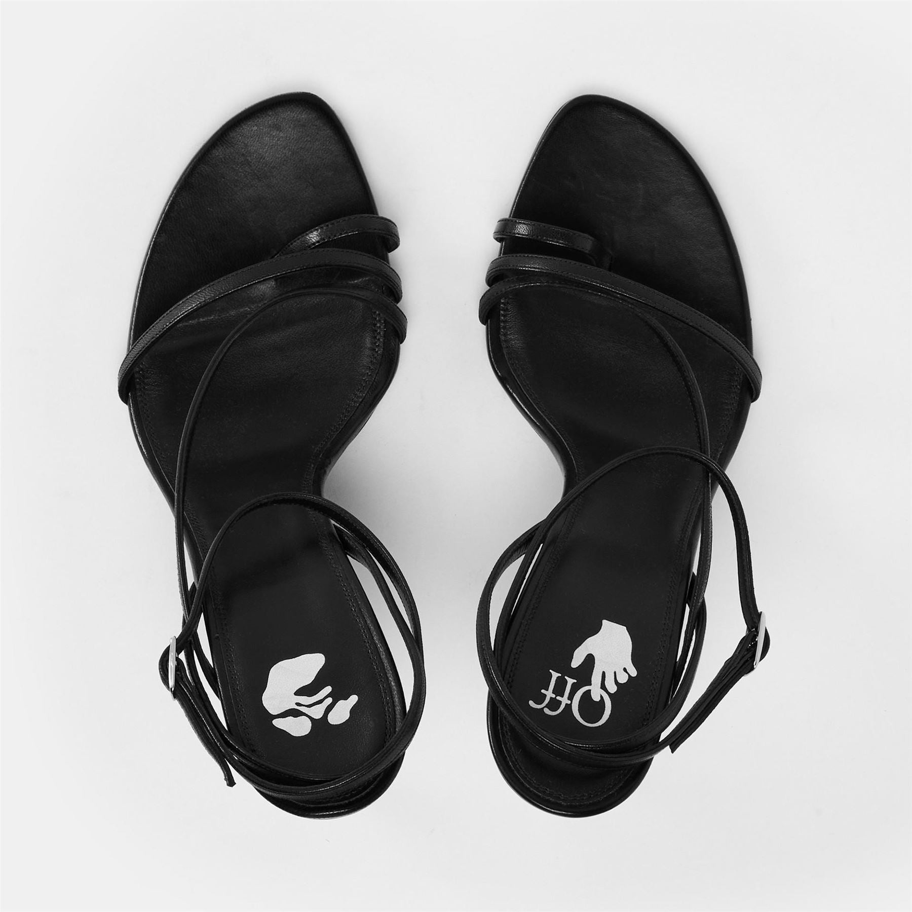 Off White Stiletto Heel Toe Post Sandals
