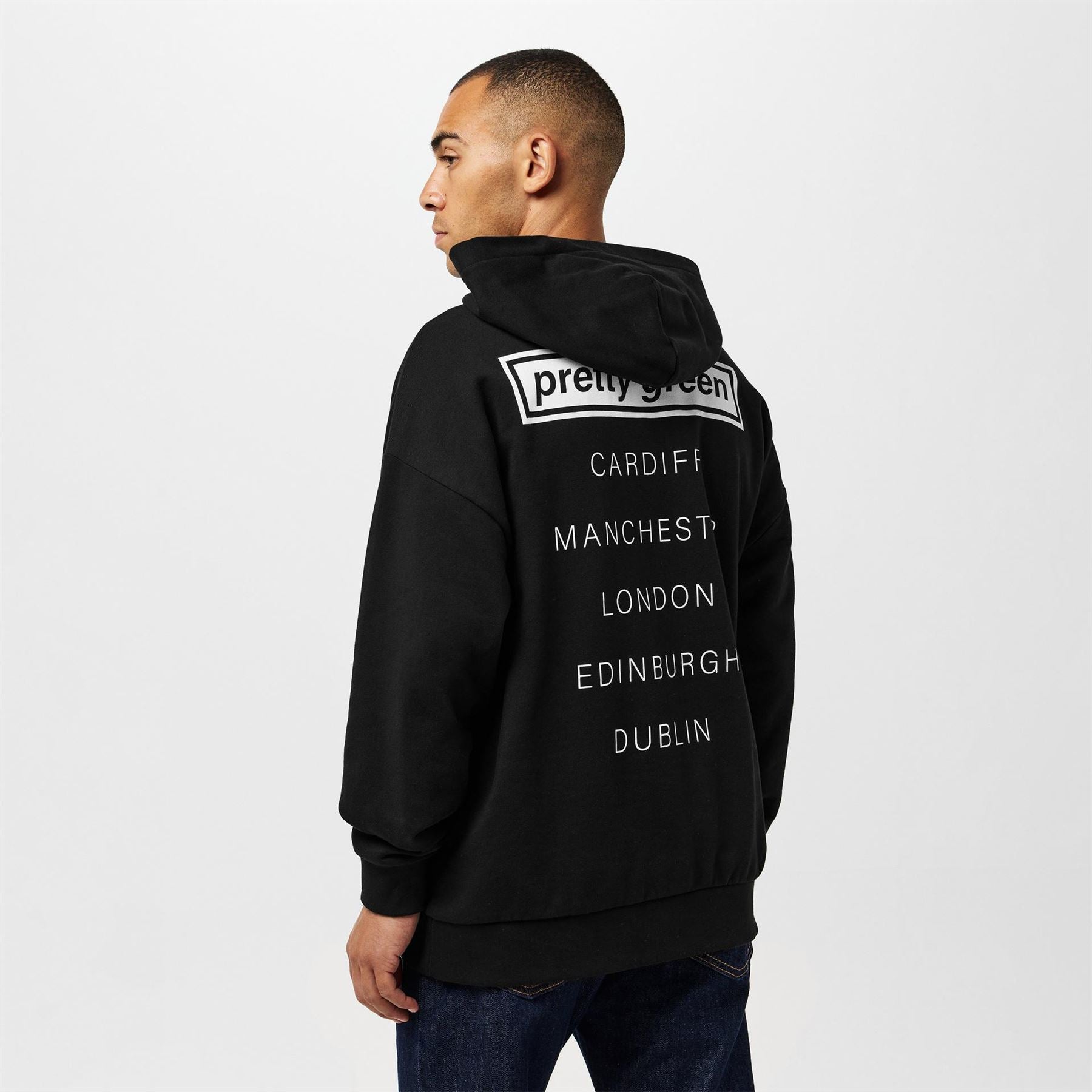 Pretty Green Porsche Live Forever Lettering Graphic Drop Shoulder Sweatshirt