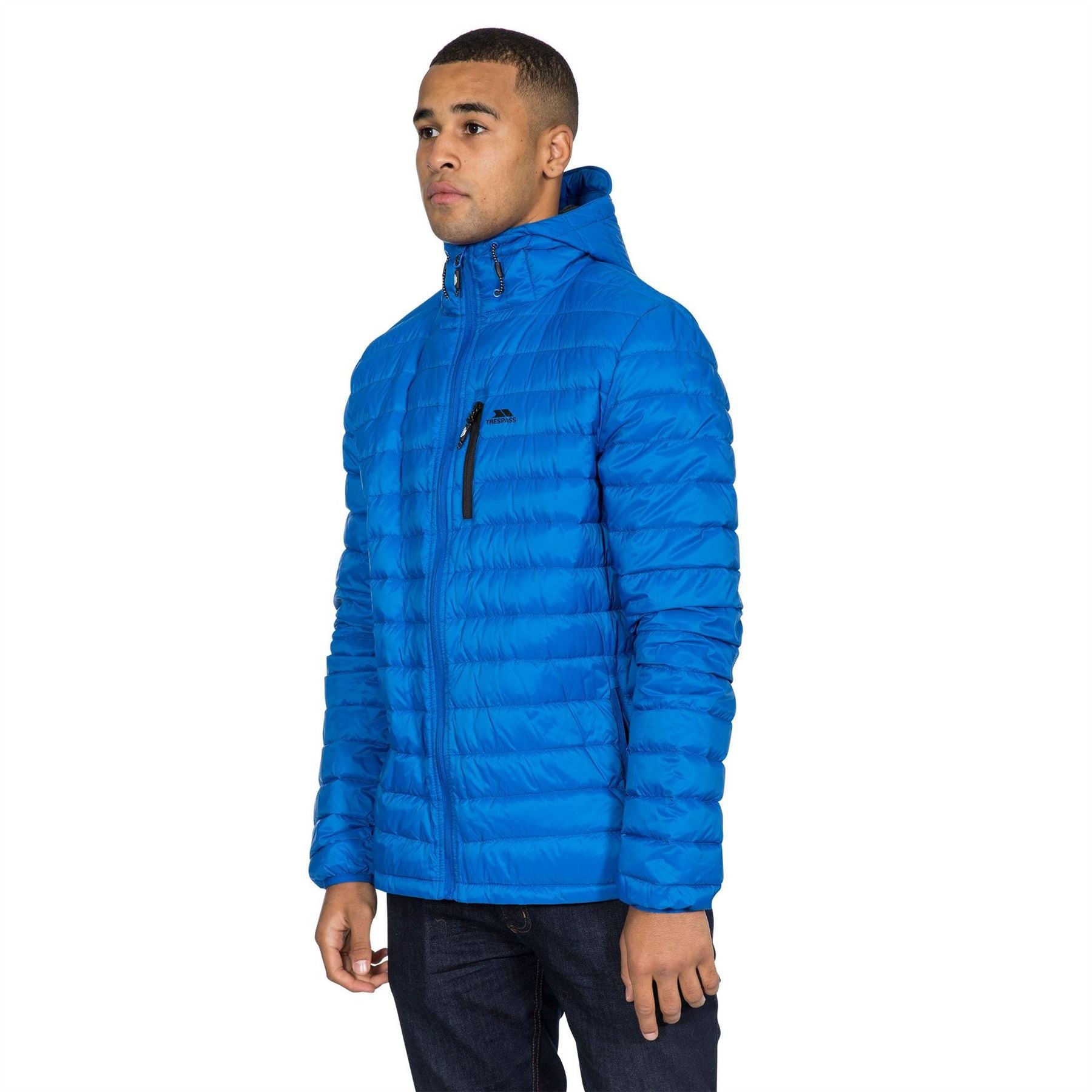 Trespass Digby Solid Patterned Hooded Down Jacket with Chest Pocket