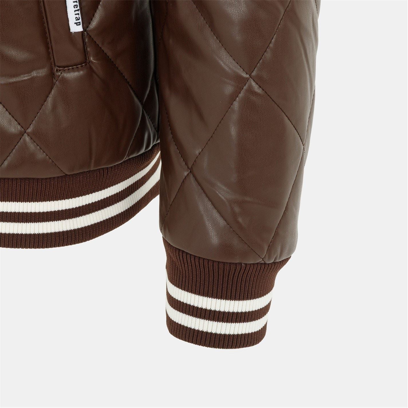Firetrap Solid Patterned Snap Button Ribbed Cuff Bomber Jacket